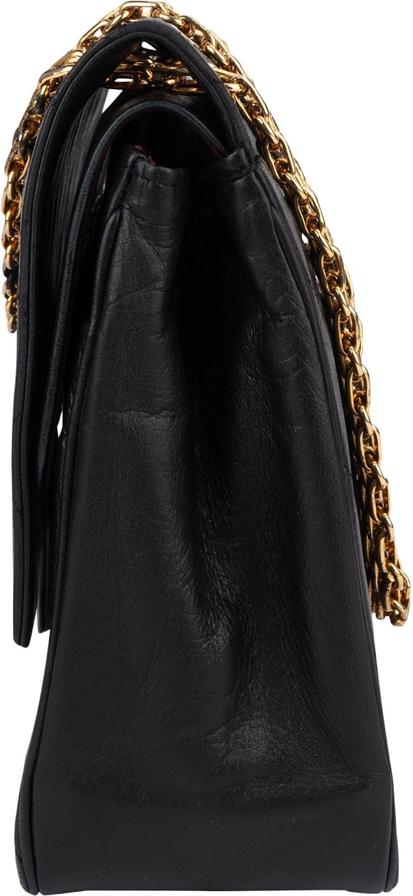 Chanel Chanel Quilted Lambskin 24K Gold Double Flap Crossbody Bag Zwart