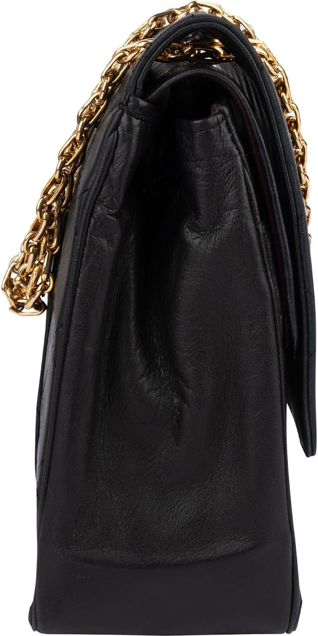 Chanel Chanel Quilted Lambskin 24K Gold Double Flap Crossbody Bag Zwart