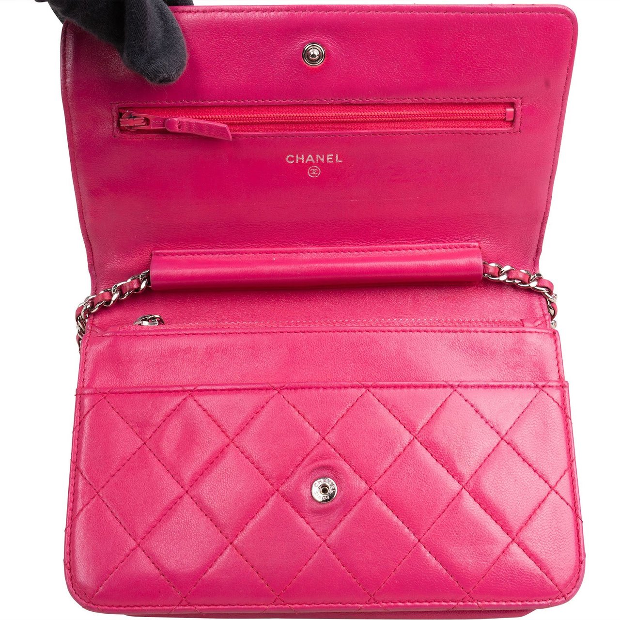 Chanel Chanel Quilted Lambskin Wallet On Chain Crossbody Bag Rood