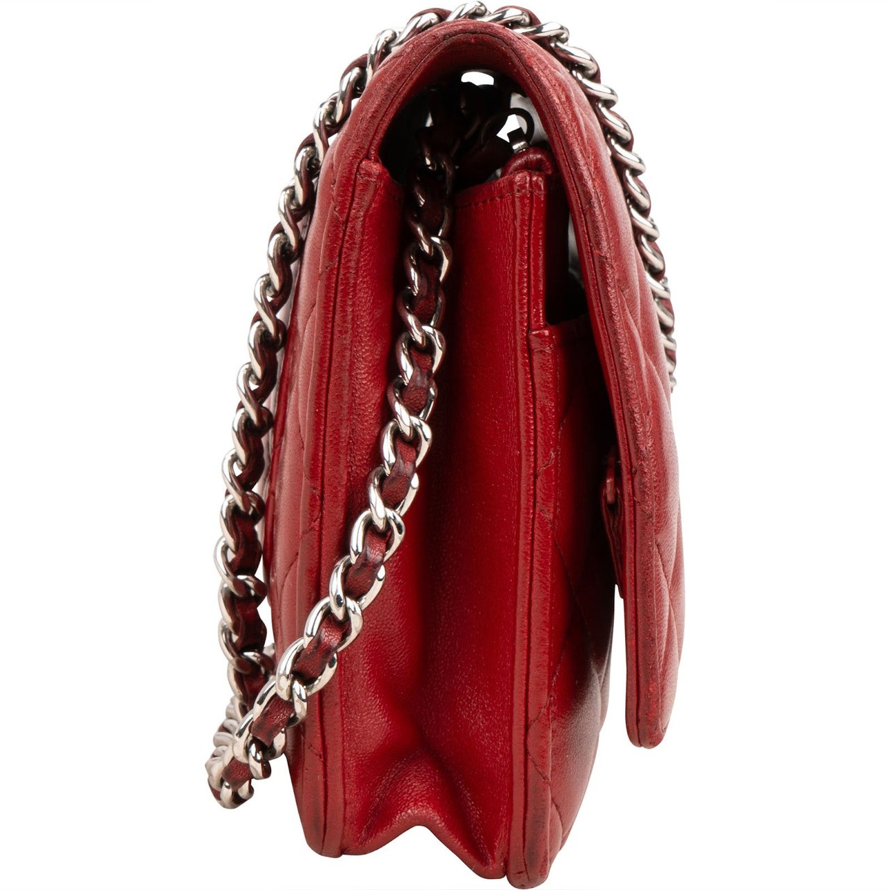 Chanel Chanel Quilted Lambskin Wallet On Chain Crossbody Bag Rood