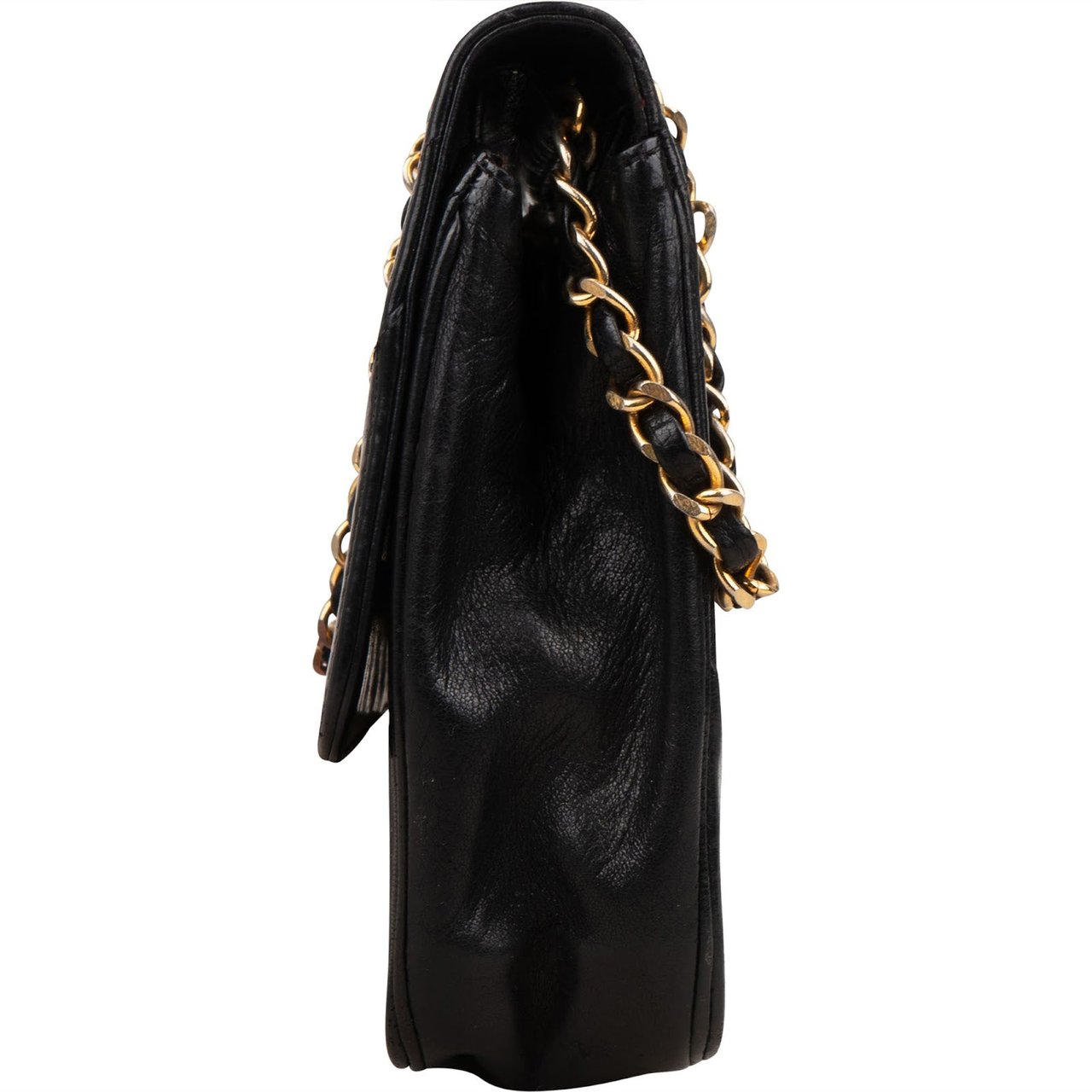 Chanel Chanel Chevron Lambskin 24K Gold Single Flap Shoulder Bag Zwart