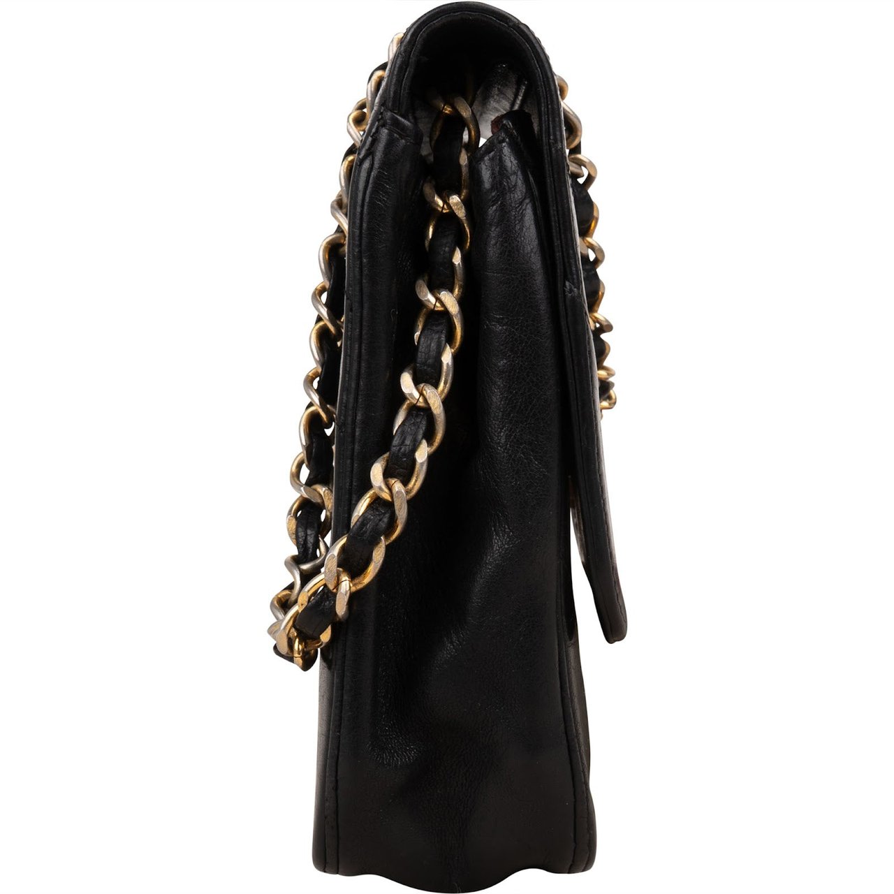 Chanel Chanel Chevron Lambskin 24K Gold Single Flap Shoulder Bag Zwart