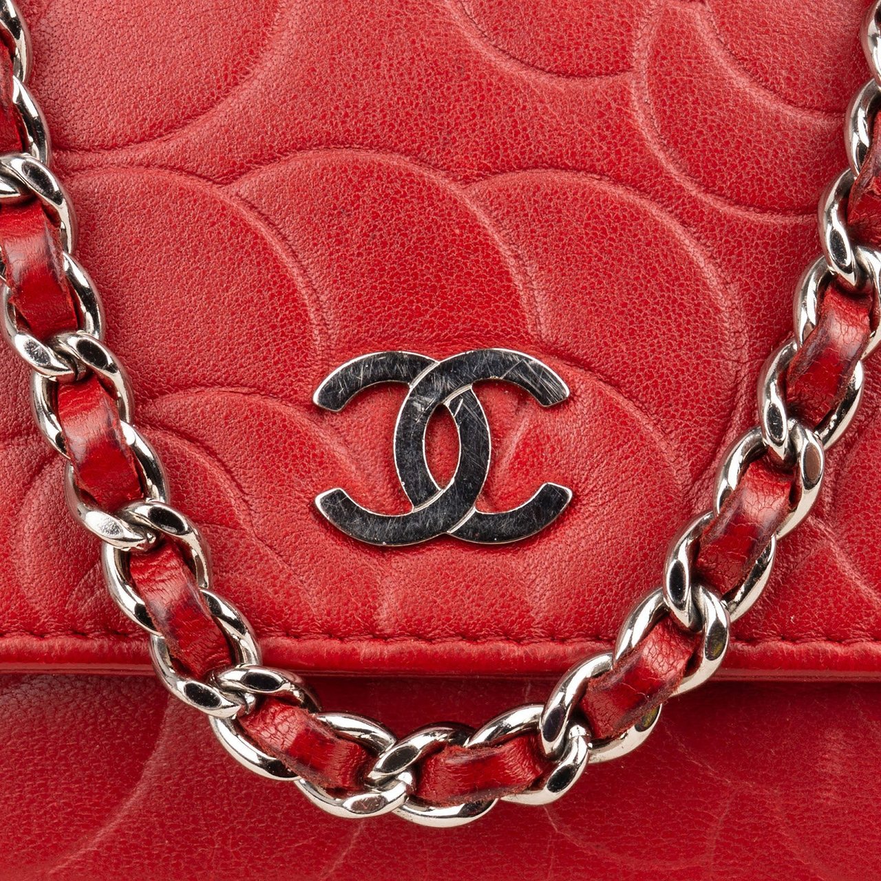 Chanel Chanel Leather Camellia Wallet On Chain Crossbody Bag Rood