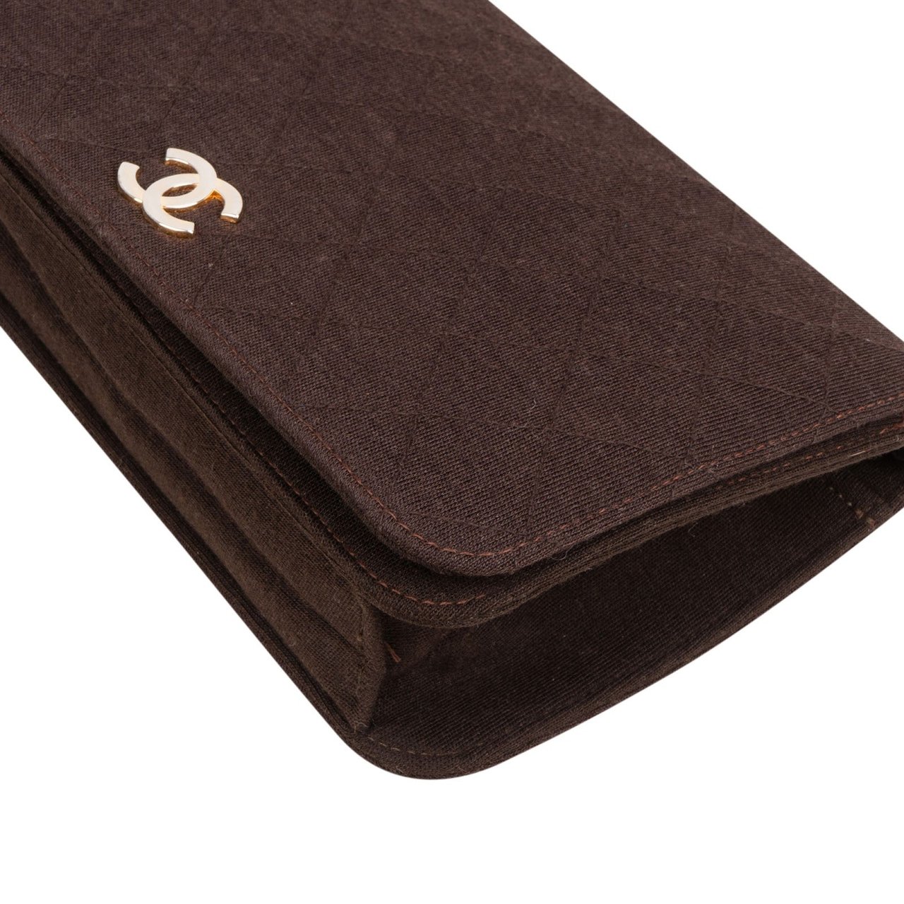 Chanel Chanel Quilted Cotton CC Single Flap Shoulder Bag Bruin