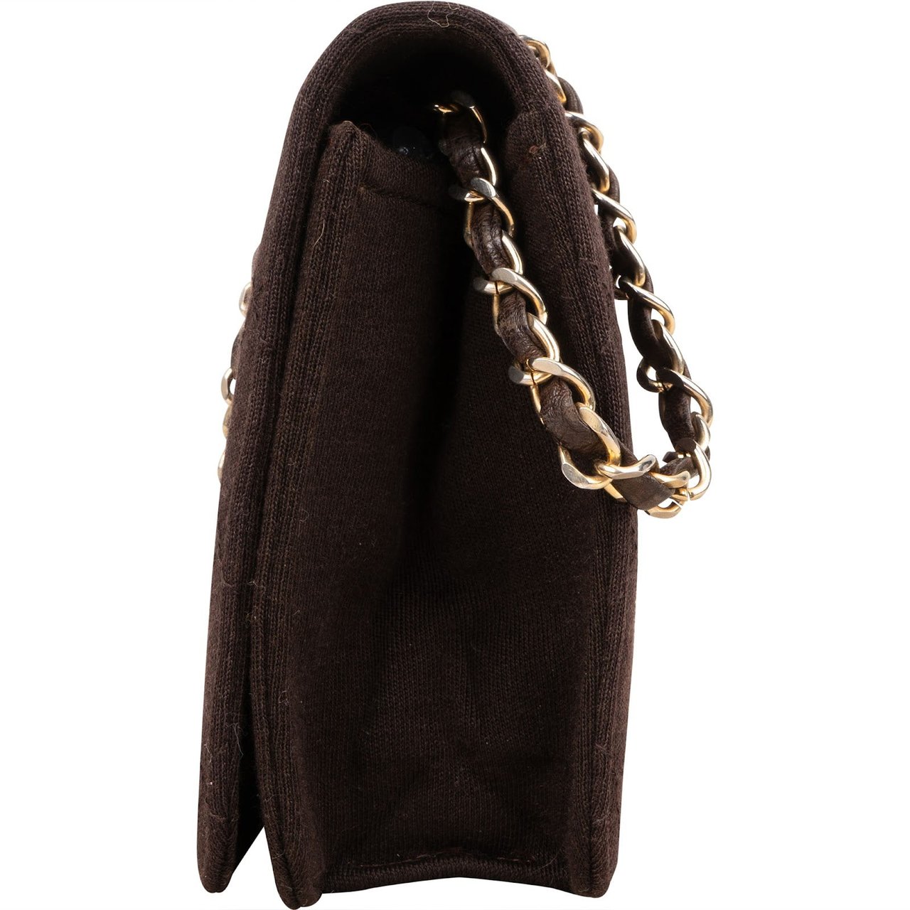 Chanel Chanel Quilted Cotton CC Single Flap Shoulder Bag Bruin