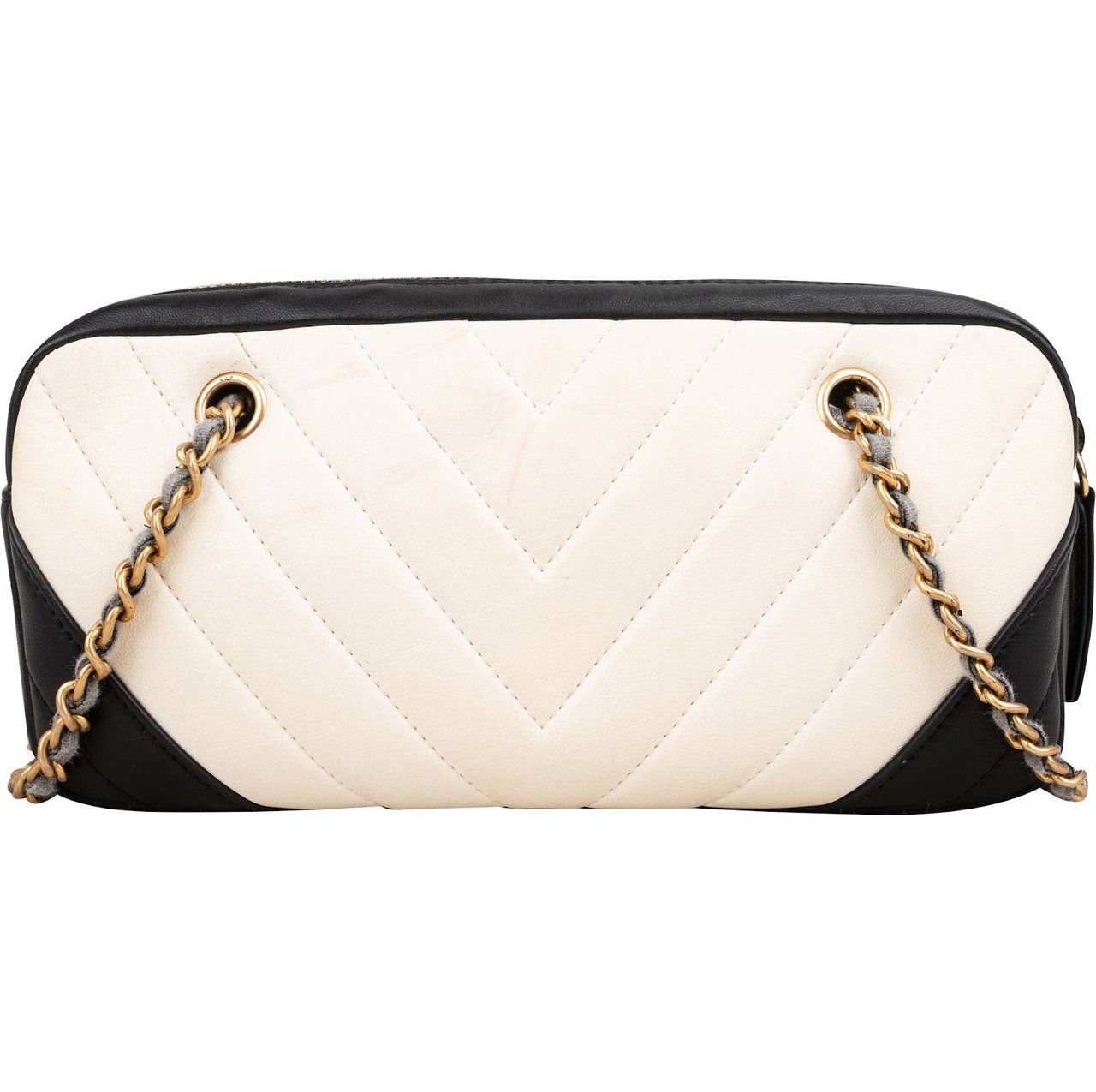 Chanel Chanel Quilted Lambskin Chevron CC Camera Crossbody Bag Zwart