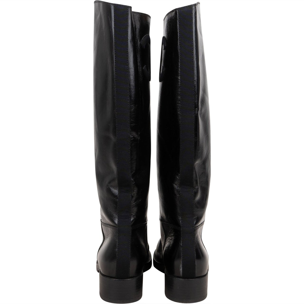 Chanel Chanel Black Leather CC Boots (39) Zwart