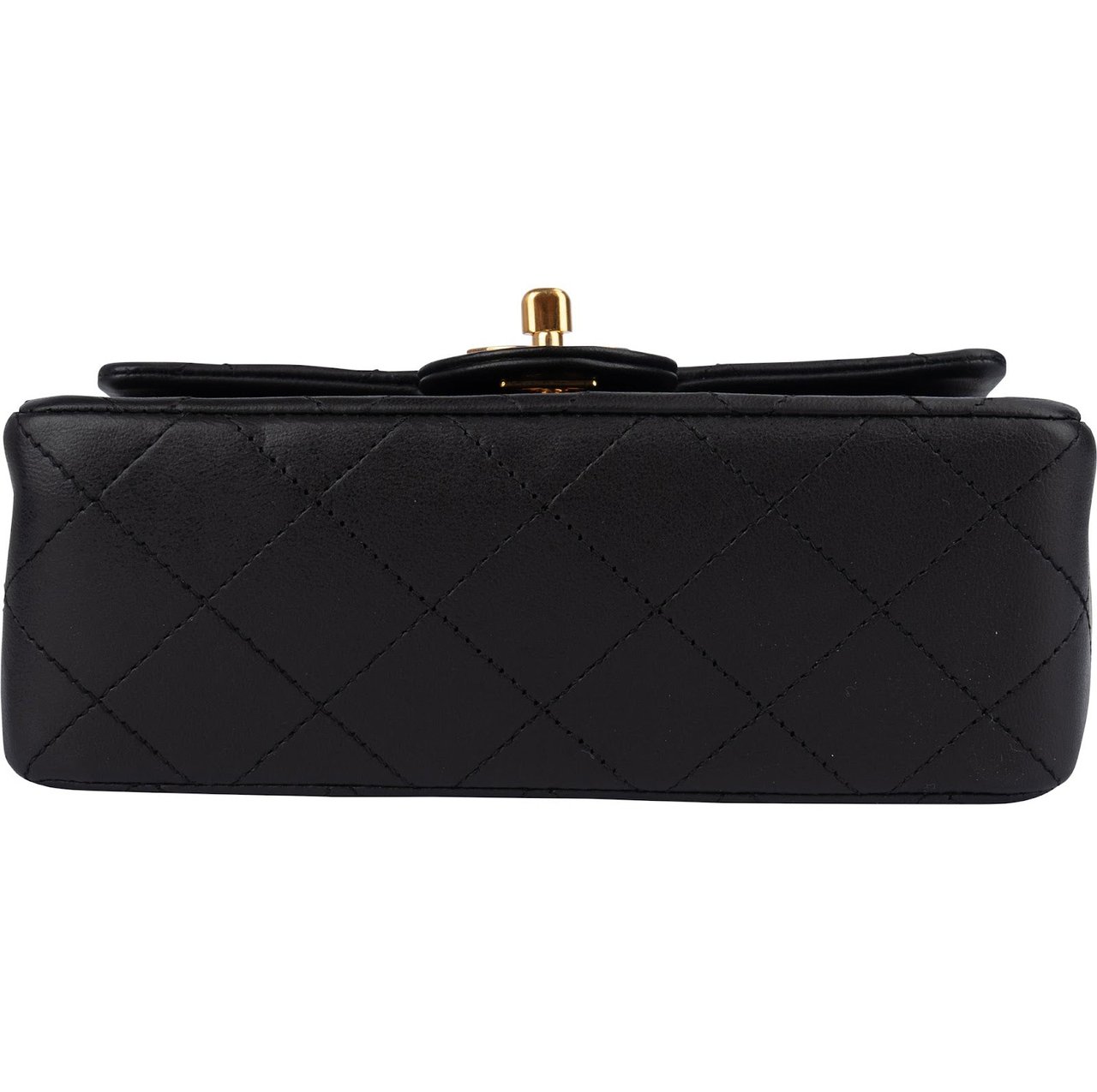 Chanel Chanel Quilted Lambskin 24K Gold Small Single Flap Crossbody Bag Zwart