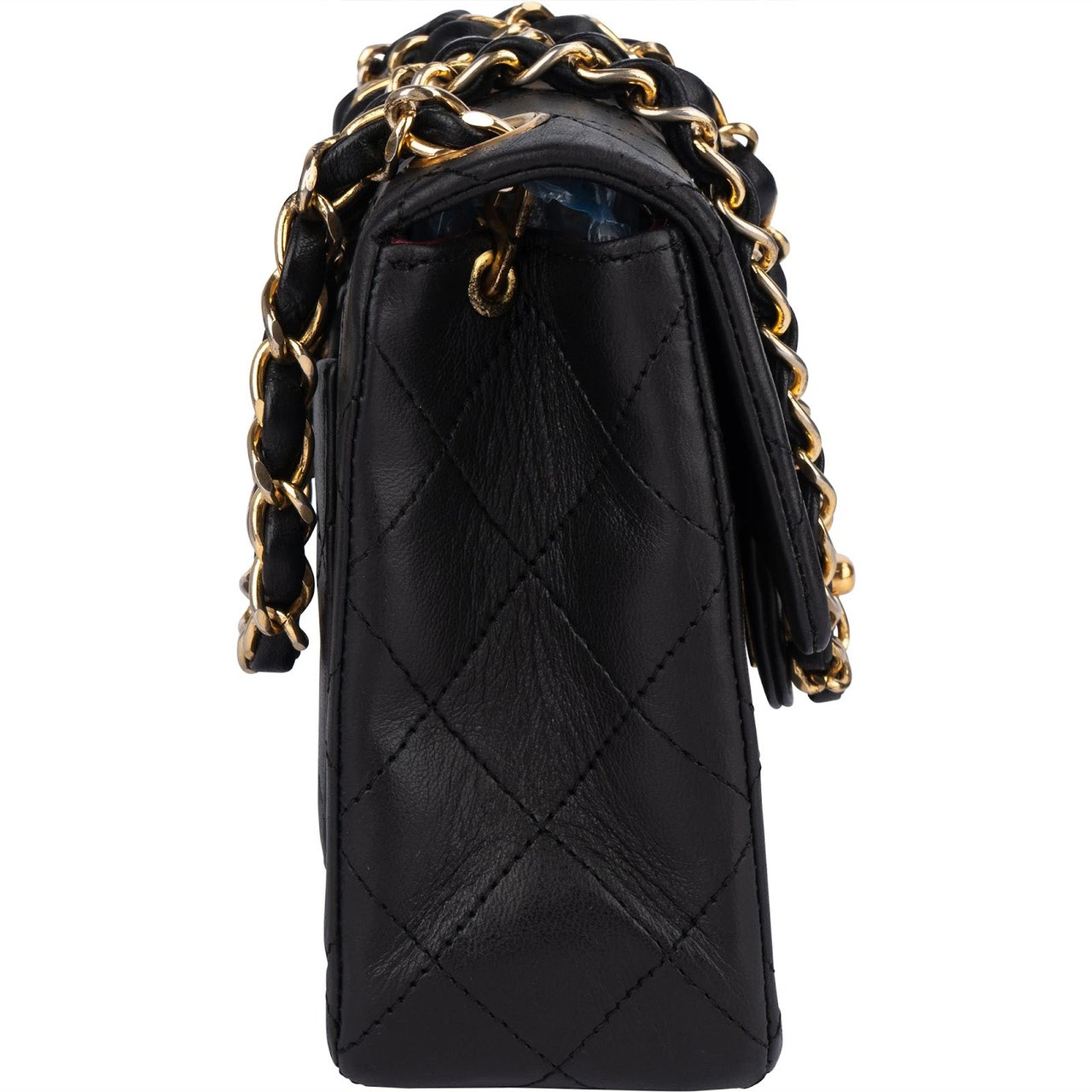 Chanel Chanel Quilted Lambskin 24K Gold Small Single Flap Crossbody Bag Zwart