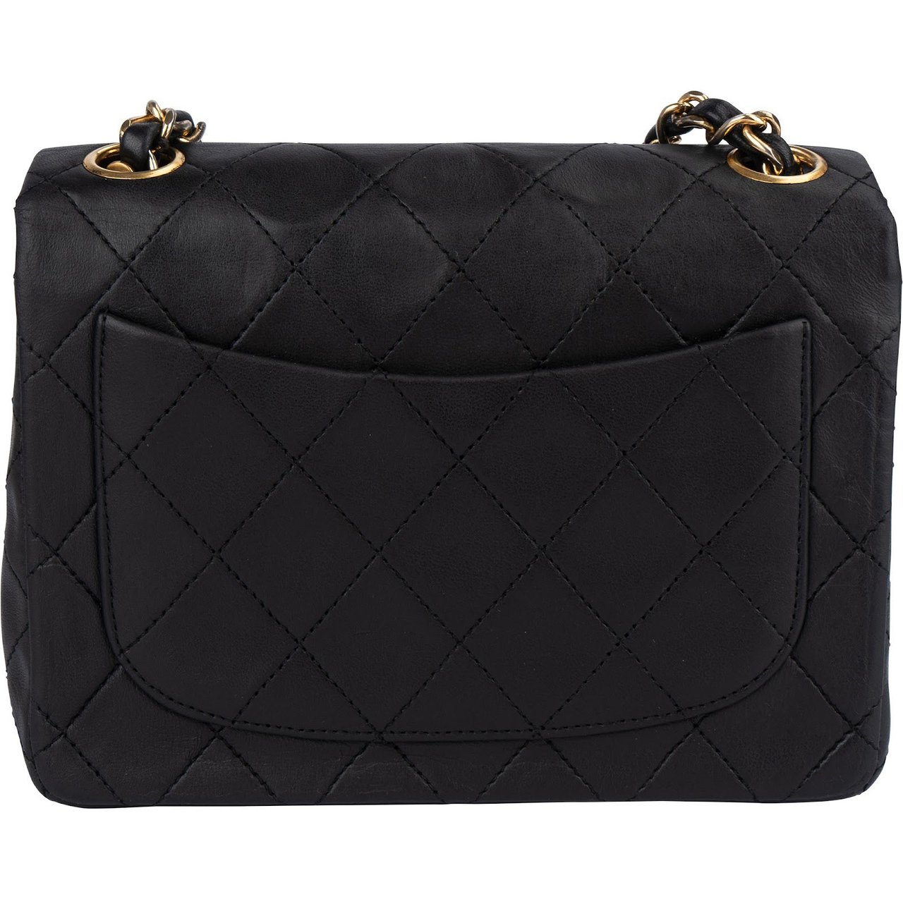 Chanel Chanel Quilted Lambskin 24K Gold Small Single Flap Crossbody Bag Zwart