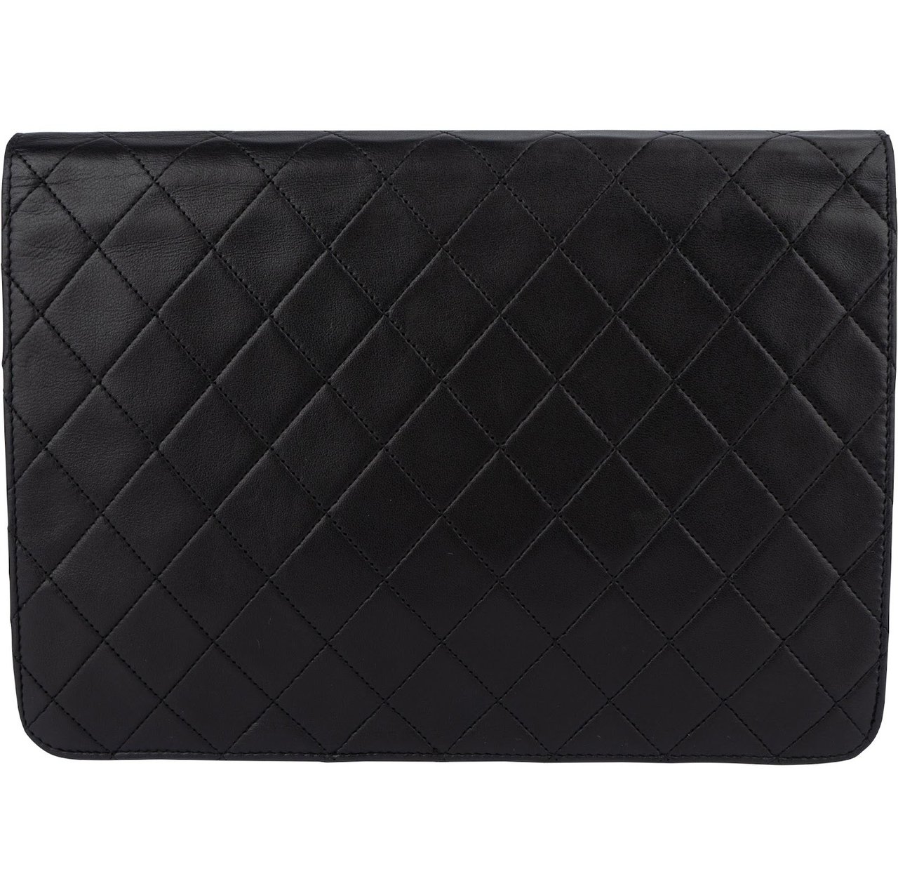 Chanel Chanel Quilted Lambskin 24K Gold Single Flap Shoulder Bag Zwart