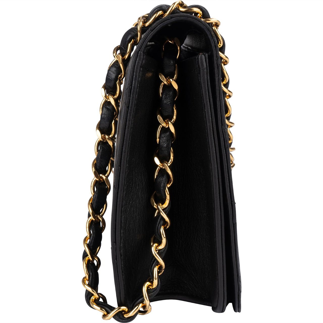 Chanel Quilted Lambskin CC Single Flap Shoulder Bag Zwart