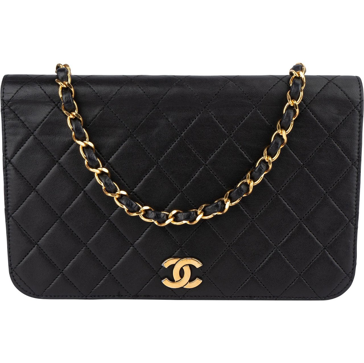 Chanel Chanel Quilted Lambskin CC Single Flap Crossbody Bag Zwart