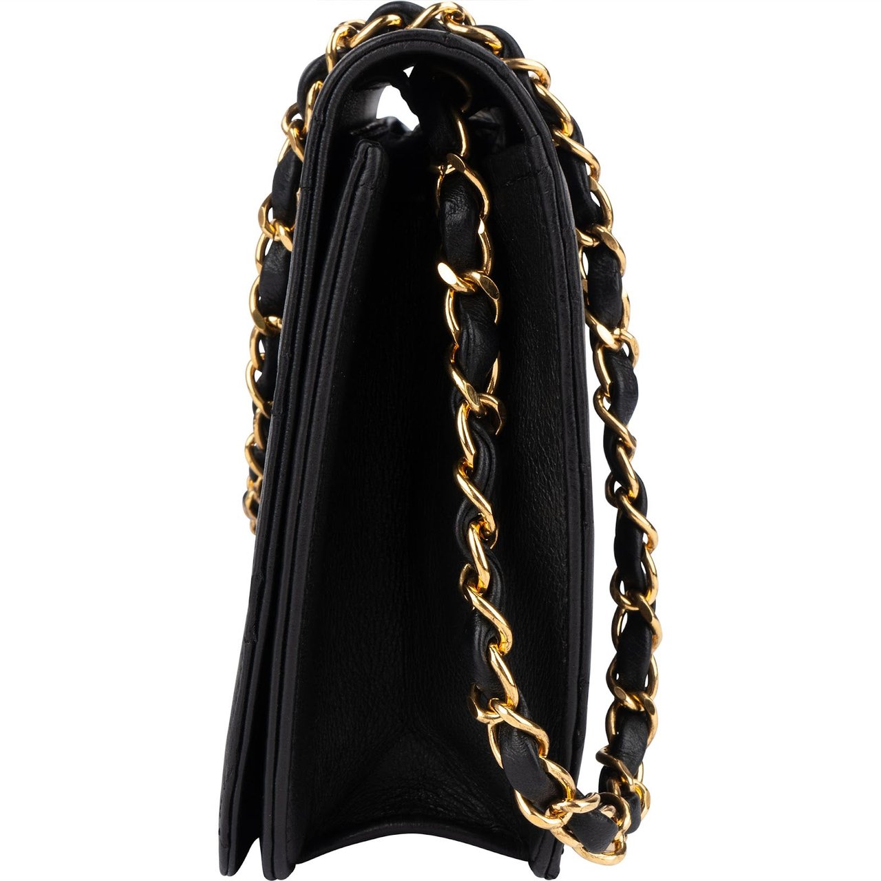 Chanel Quilted Lambskin CC Single Flap Shoulder Bag Zwart
