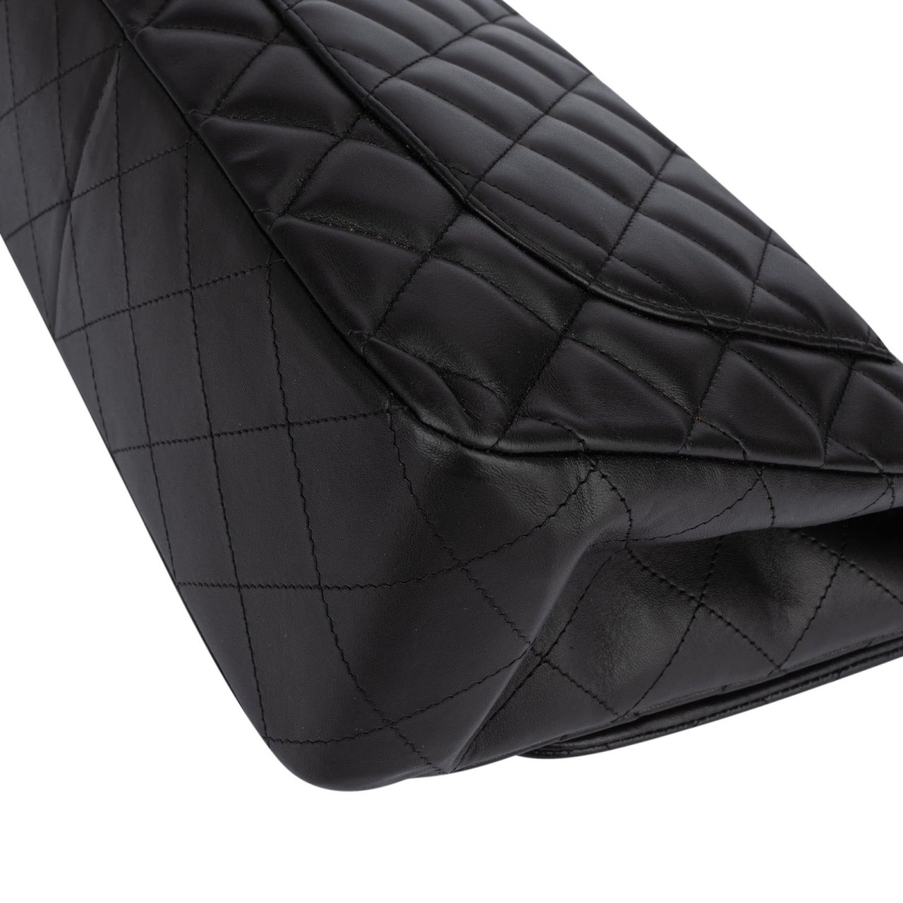 Chanel Chanel Quilted Lambskin Jumbo Single Flap Crossbody Bag Zwart