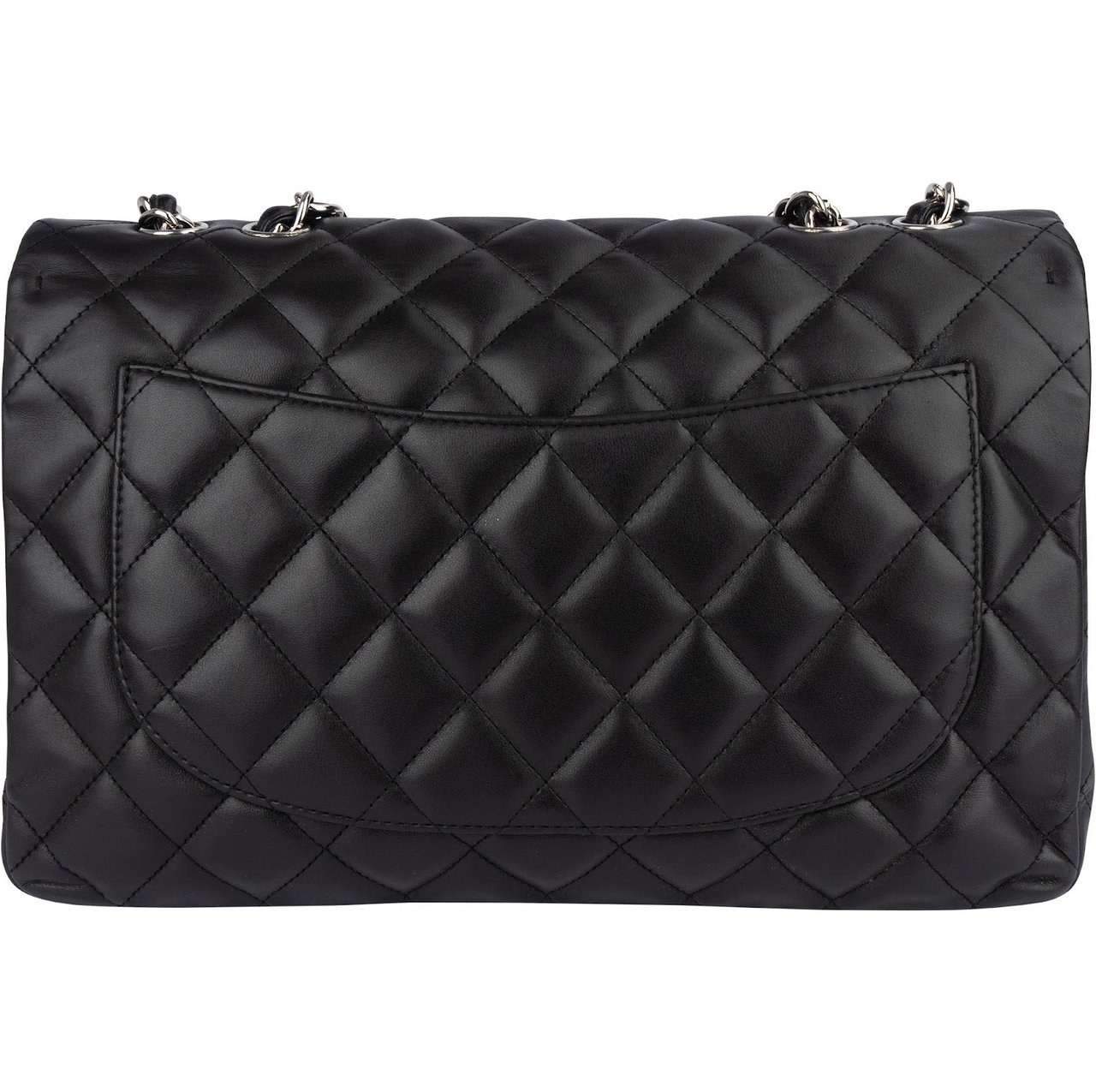 Chanel Chanel Quilted Lambskin Jumbo Single Flap Crossbody Bag Zwart
