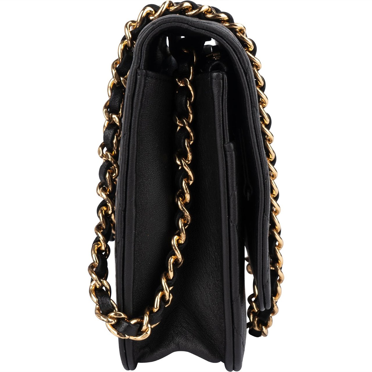 Chanel Quilted Lambskin Wallet On Chain Crossbody Bag Zwart