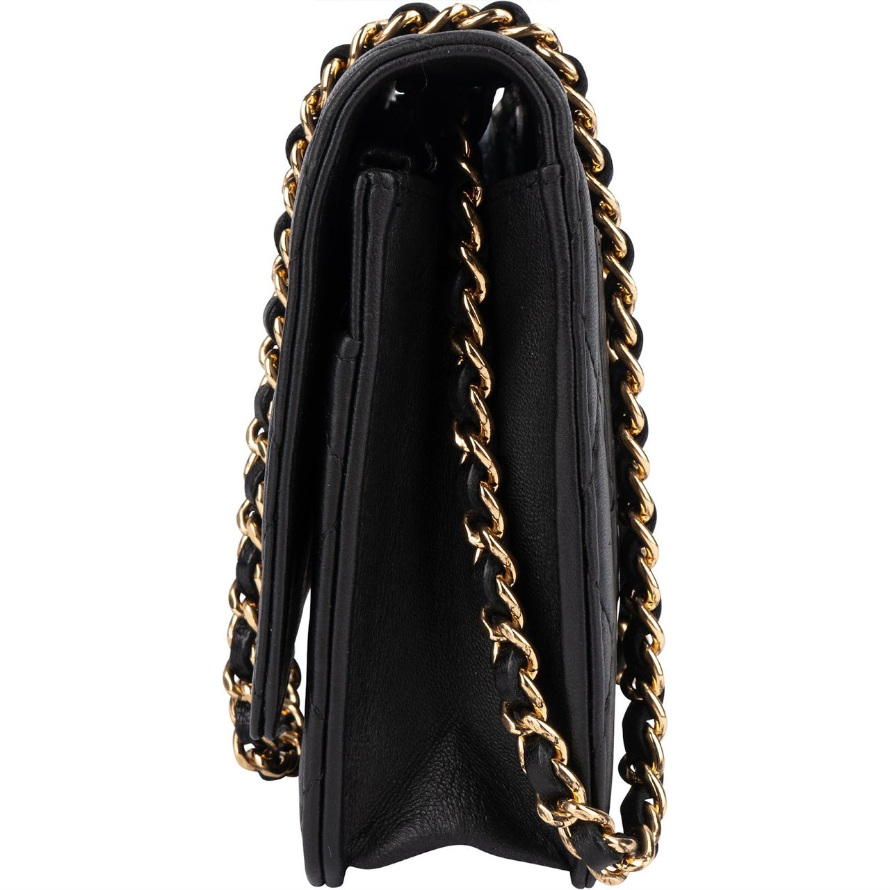 Chanel Quilted Lambskin Wallet On Chain Crossbody Bag Zwart
