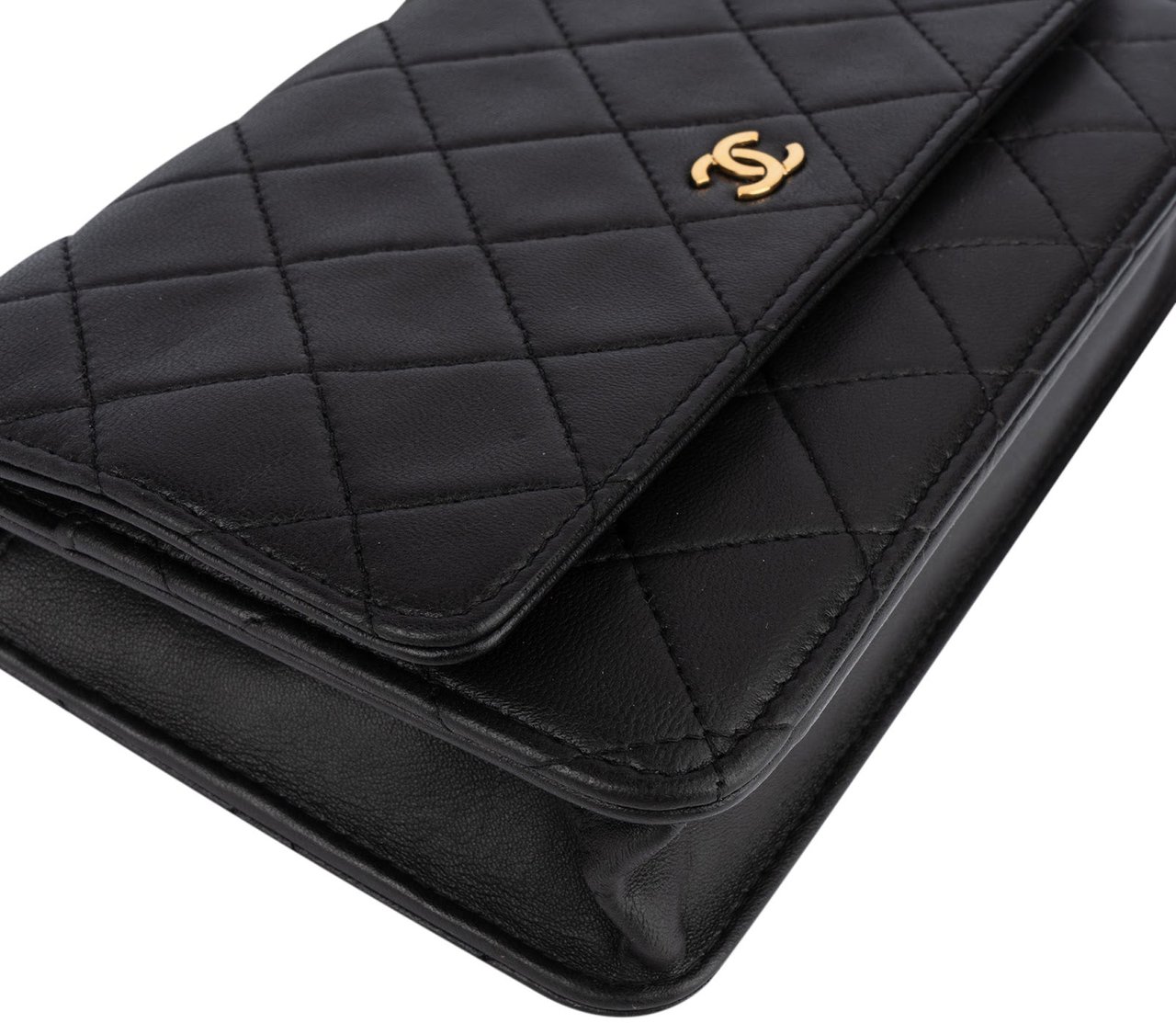 Chanel Quilted Lambskin Wallet On Chain Crossbody Bag Zwart