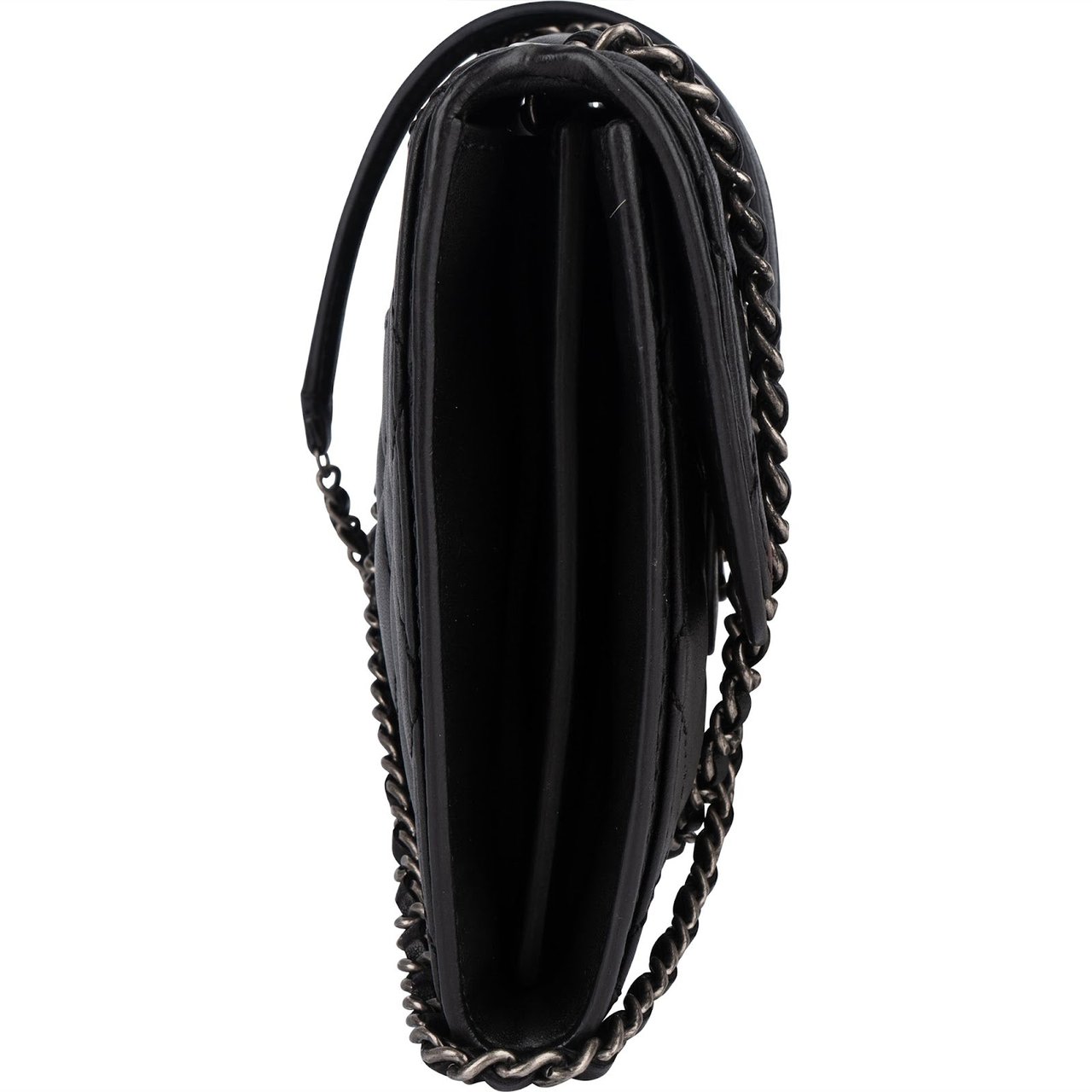 Chanel Chanel Quilted Lambskin Single Flap Crossbody Bag Zwart