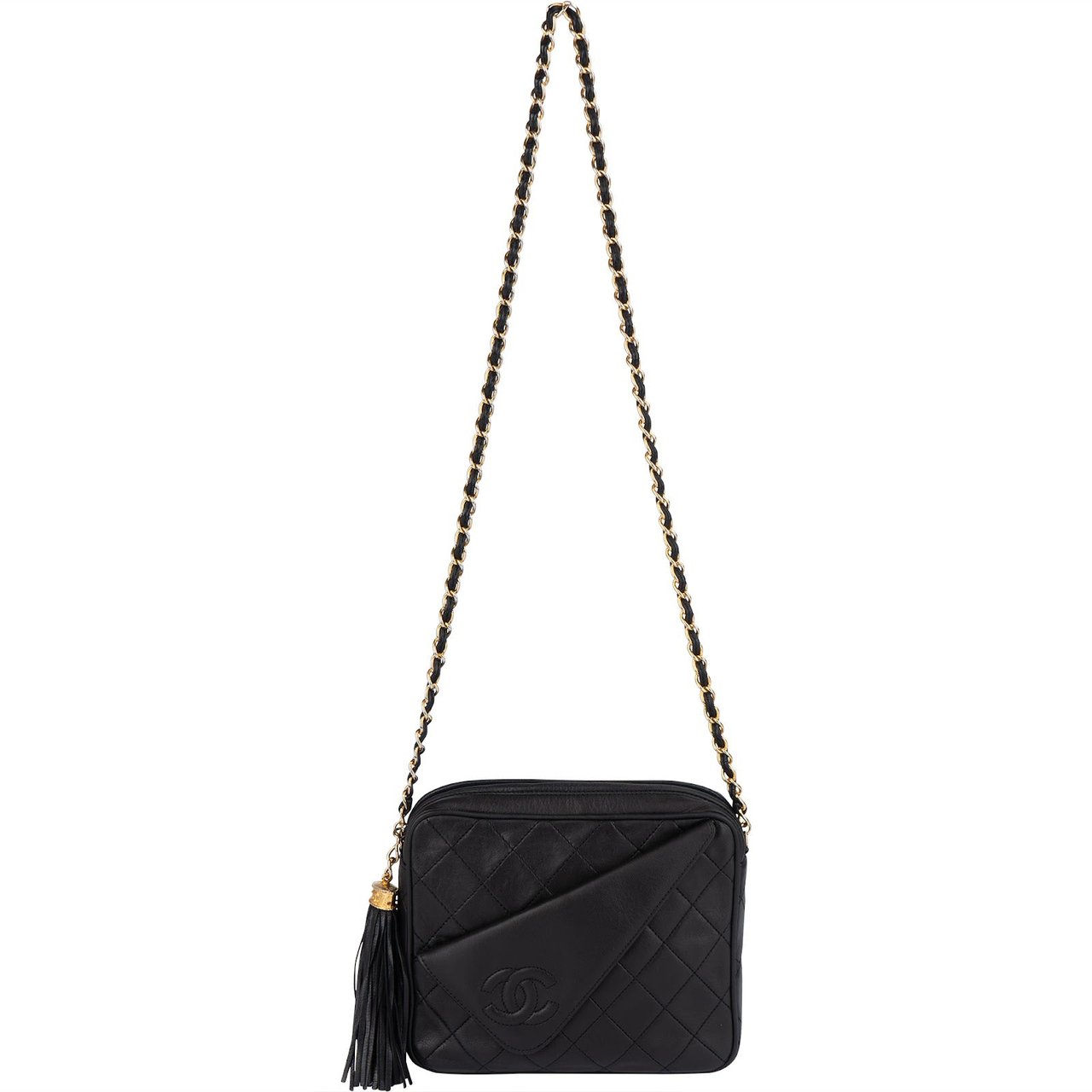 Chanel Chanel Quilted Lambskin CC Camera Crossbody Bag Zwart