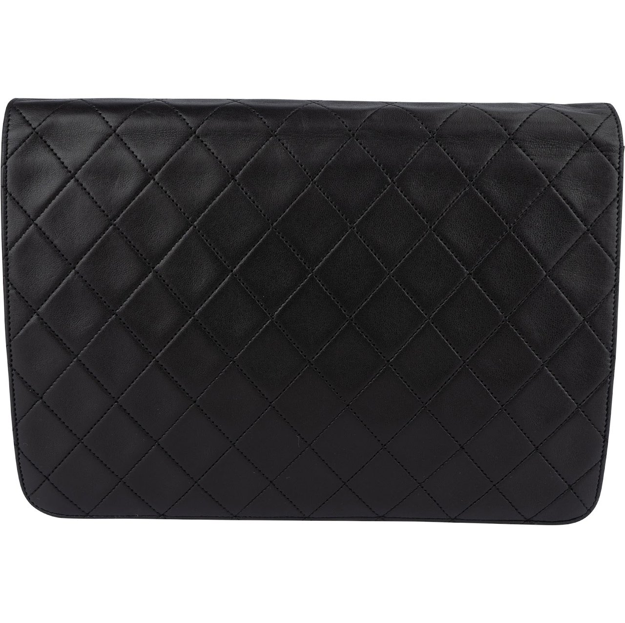 Chanel Chanel Quilted Lambskin 24K Gold Single Flap Shoulder Bag Zwart