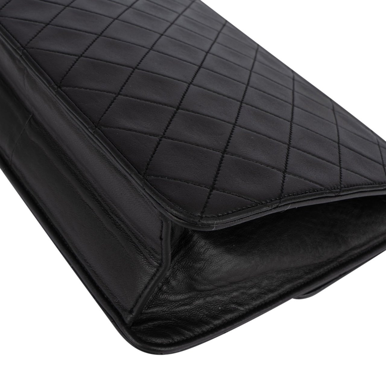 Chanel Chanel Quilted Lambskin 24K Gold Single Flap Shoulder Bag Zwart