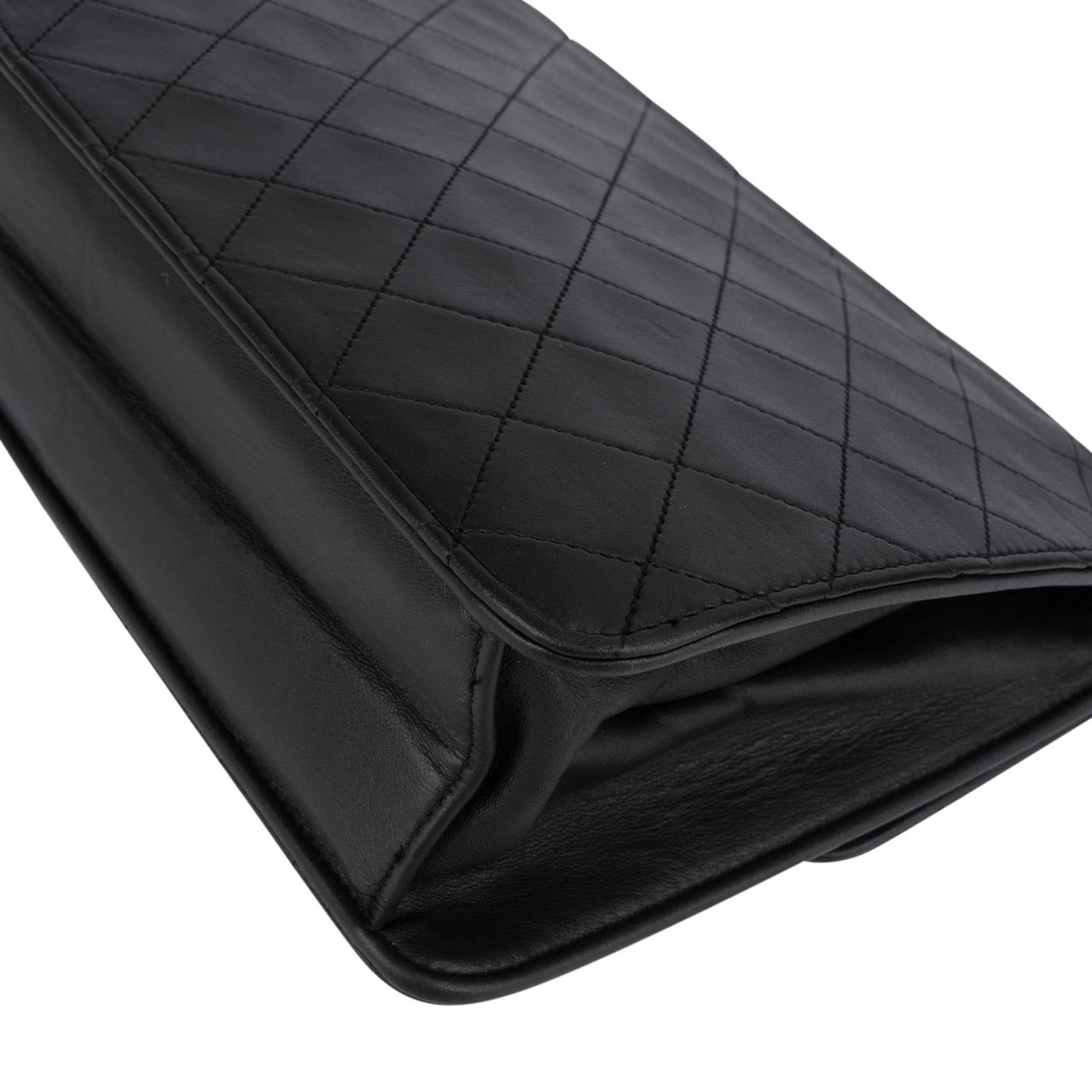 Chanel Chanel Quilted Lambskin 24K Gold Single Flap Shoulder Bag Zwart