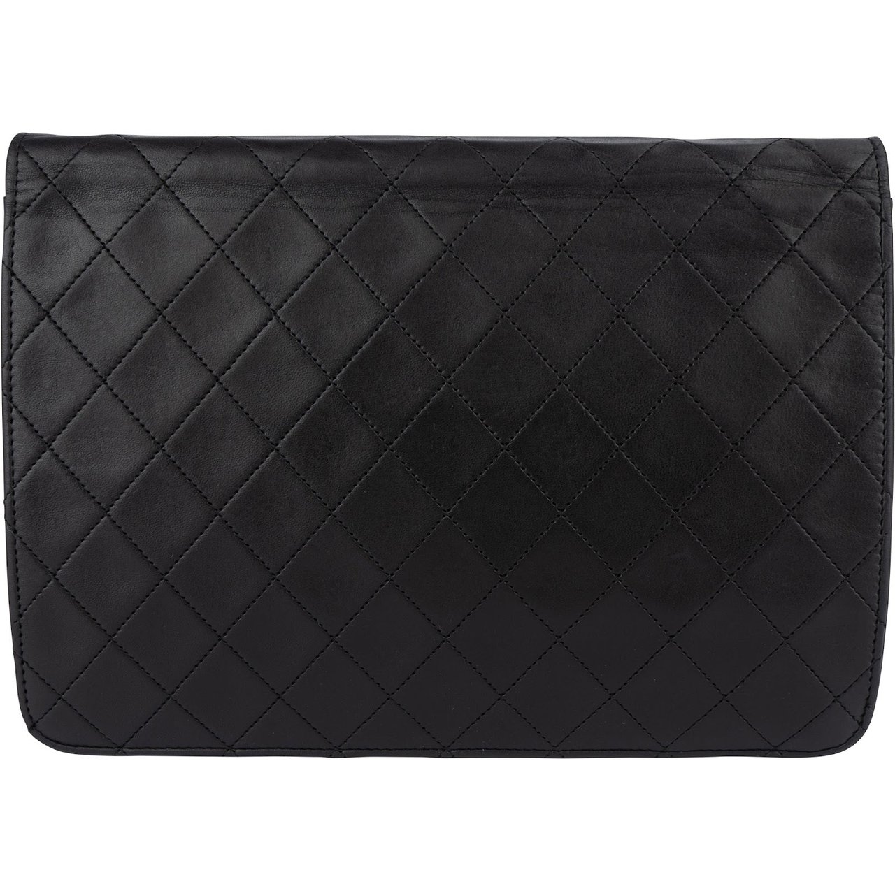 Chanel Chanel Quilted Lambskin 24K Gold Single Flap Shoulder Bag Zwart