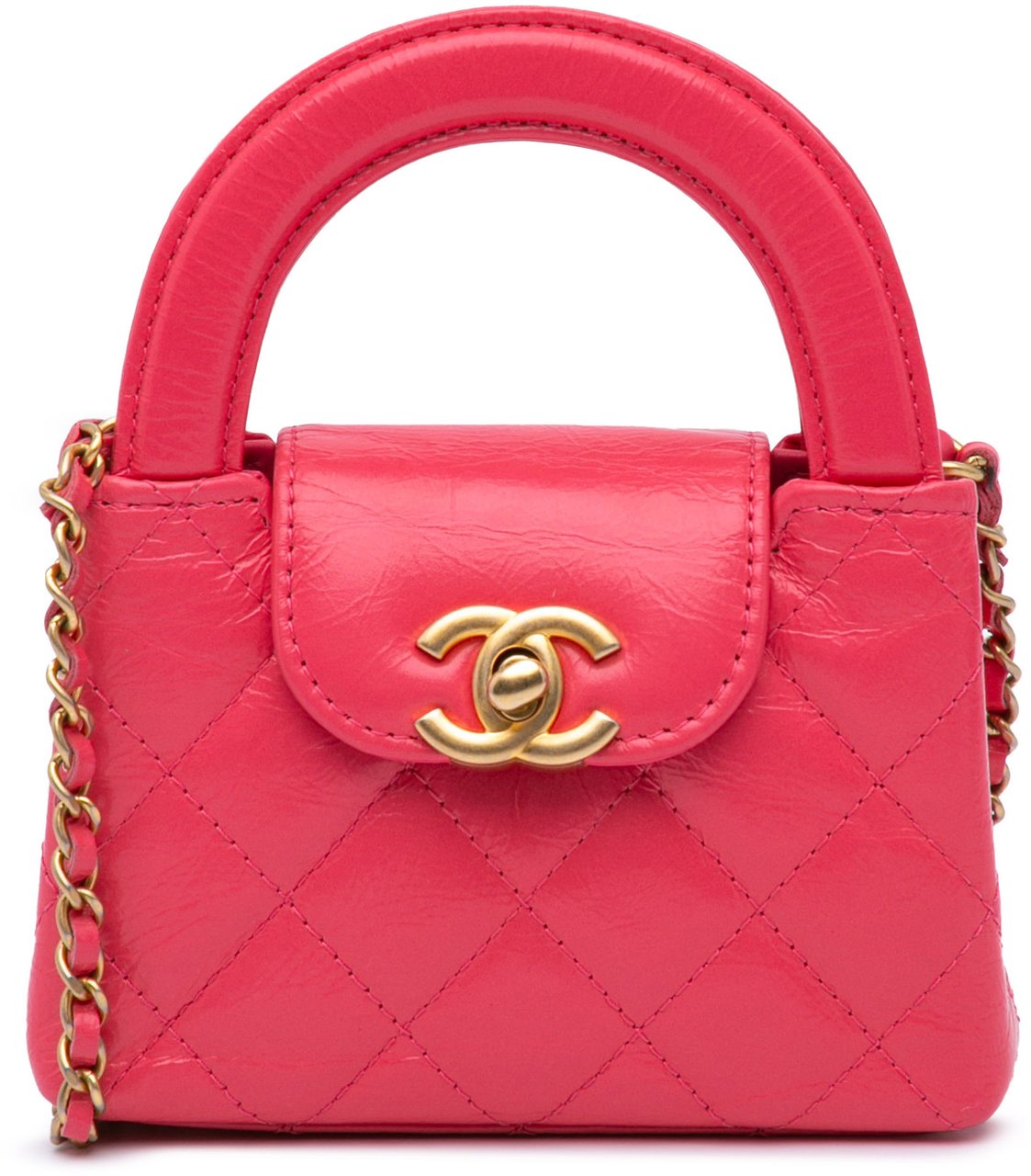 Chanel Mini Nano Aged Calfskin Kelly Shopper Bag Roze