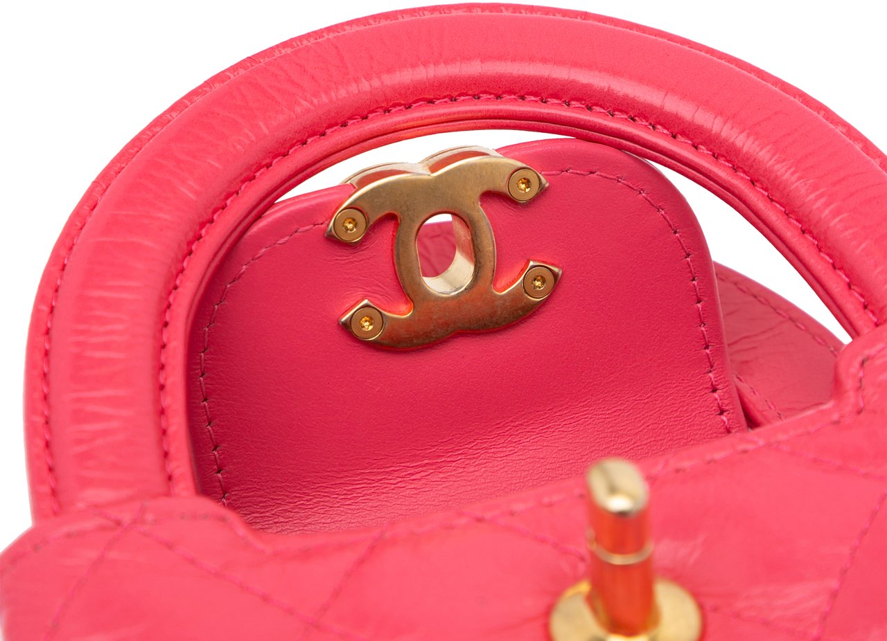 Chanel Mini Nano Aged Calfskin Kelly Shopper Bag Roze