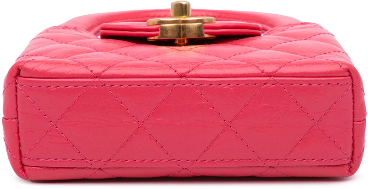Chanel Mini Nano Aged Calfskin Kelly Shopper Bag Roze
