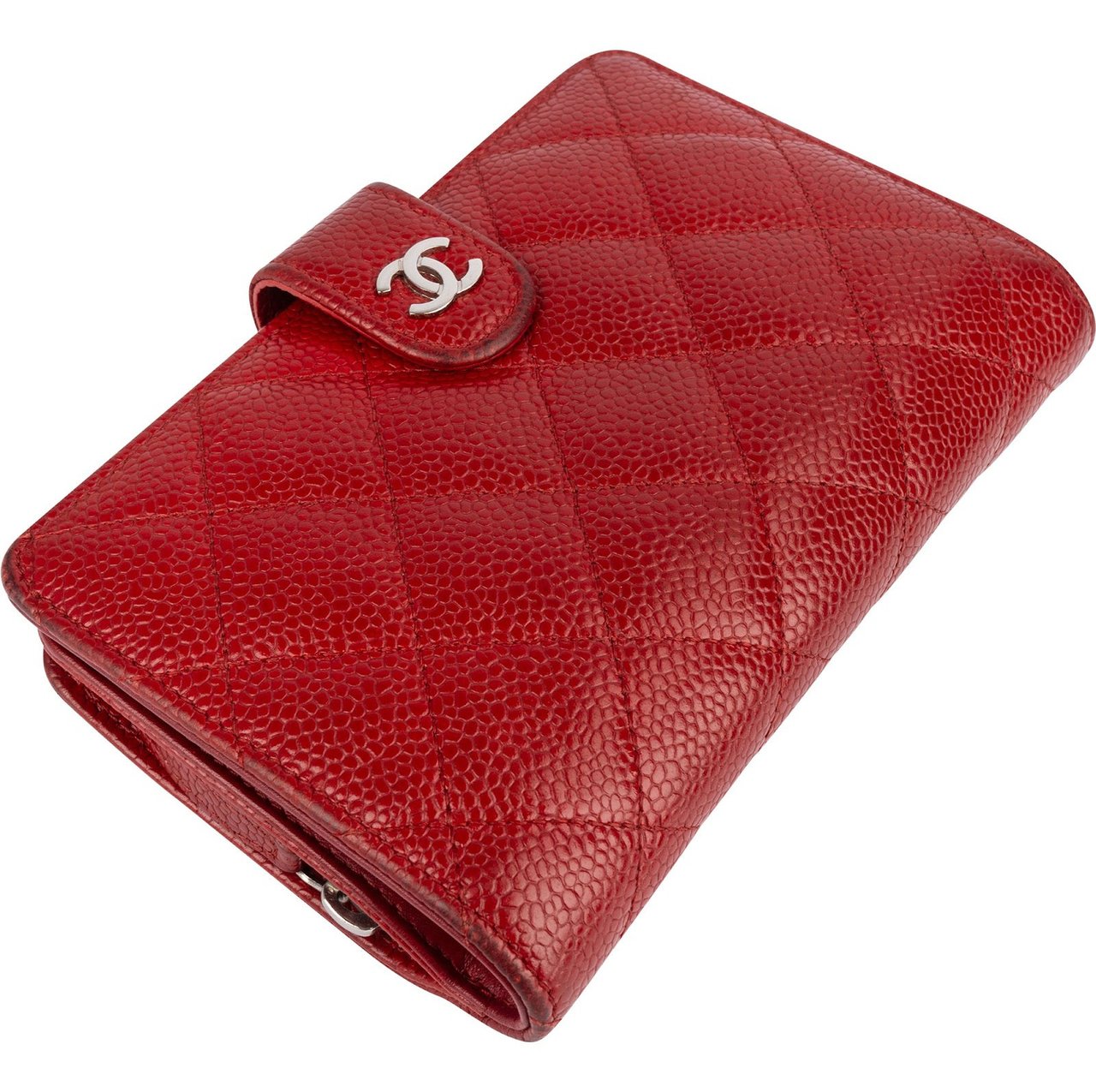Chanel Chanel Caviar Quilted Timeless CC Bifold Wallet Rood