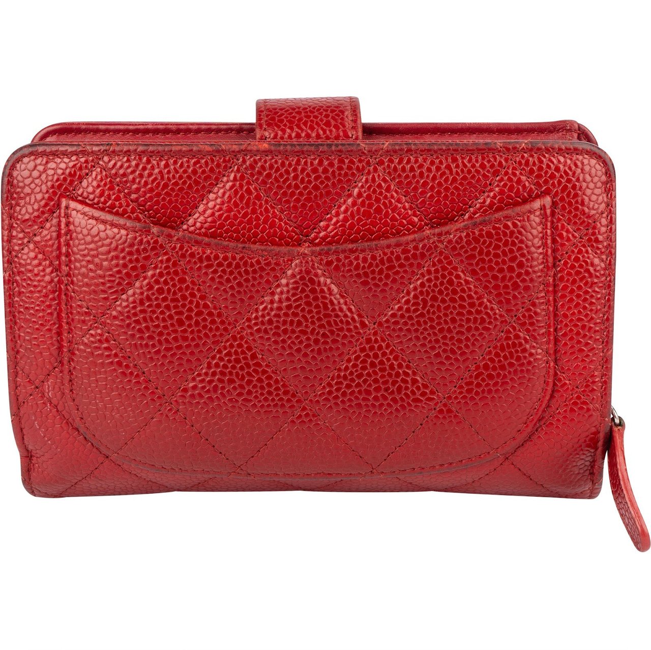 Chanel Chanel Caviar Quilted Timeless CC Bifold Wallet Rood