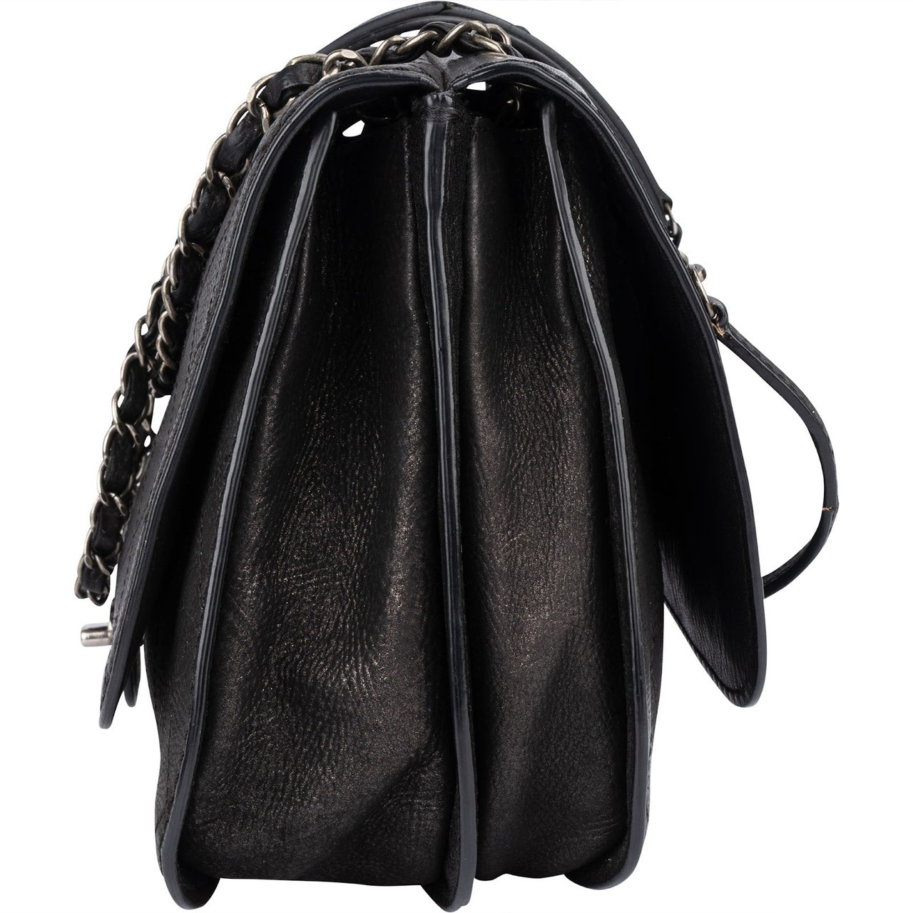 Chanel Chanel Quilted Leather Half Moon Single Flap Crossbody Bag Zwart