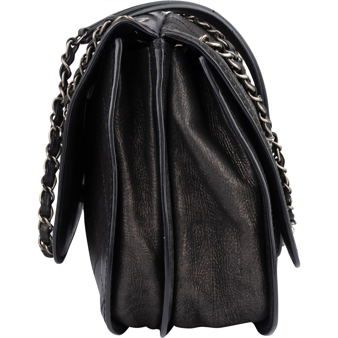 Chanel Chanel Quilted Leather Half Moon Single Flap Crossbody Bag Zwart
