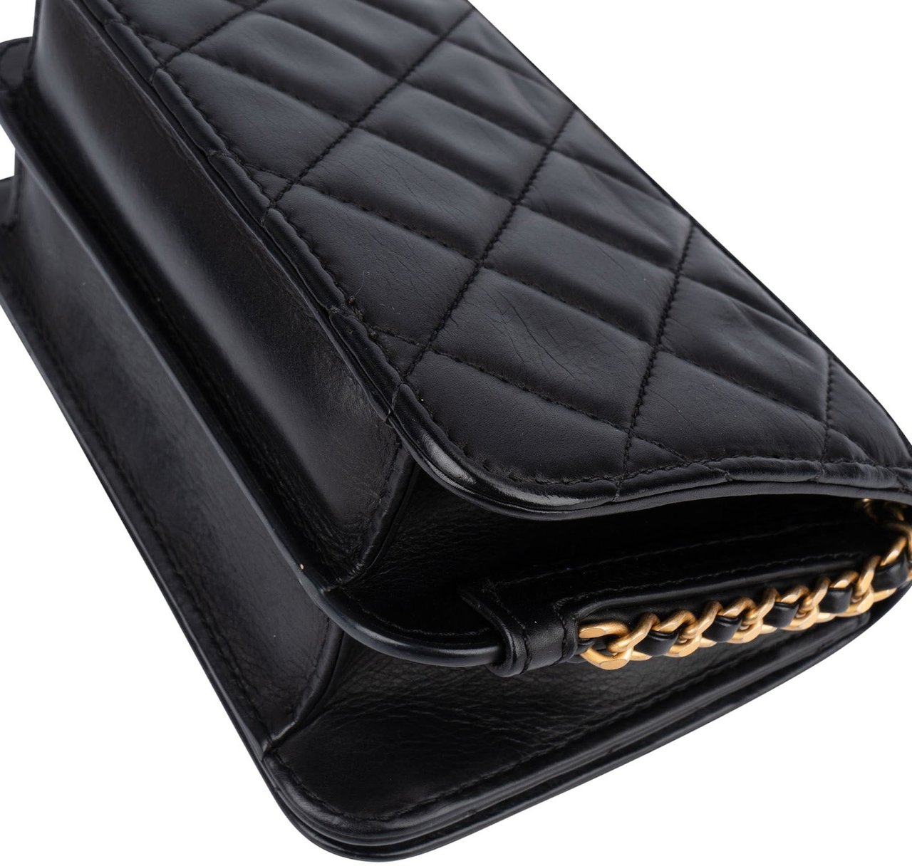 Chanel Chanel Quilted Lambskin Mini Rectangular Single Flap Crossbody Bag Zwart