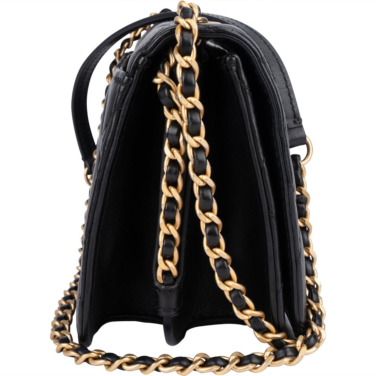 Chanel Chanel Quilted Lambskin Mini Rectangular Single Flap Crossbody Bag Zwart