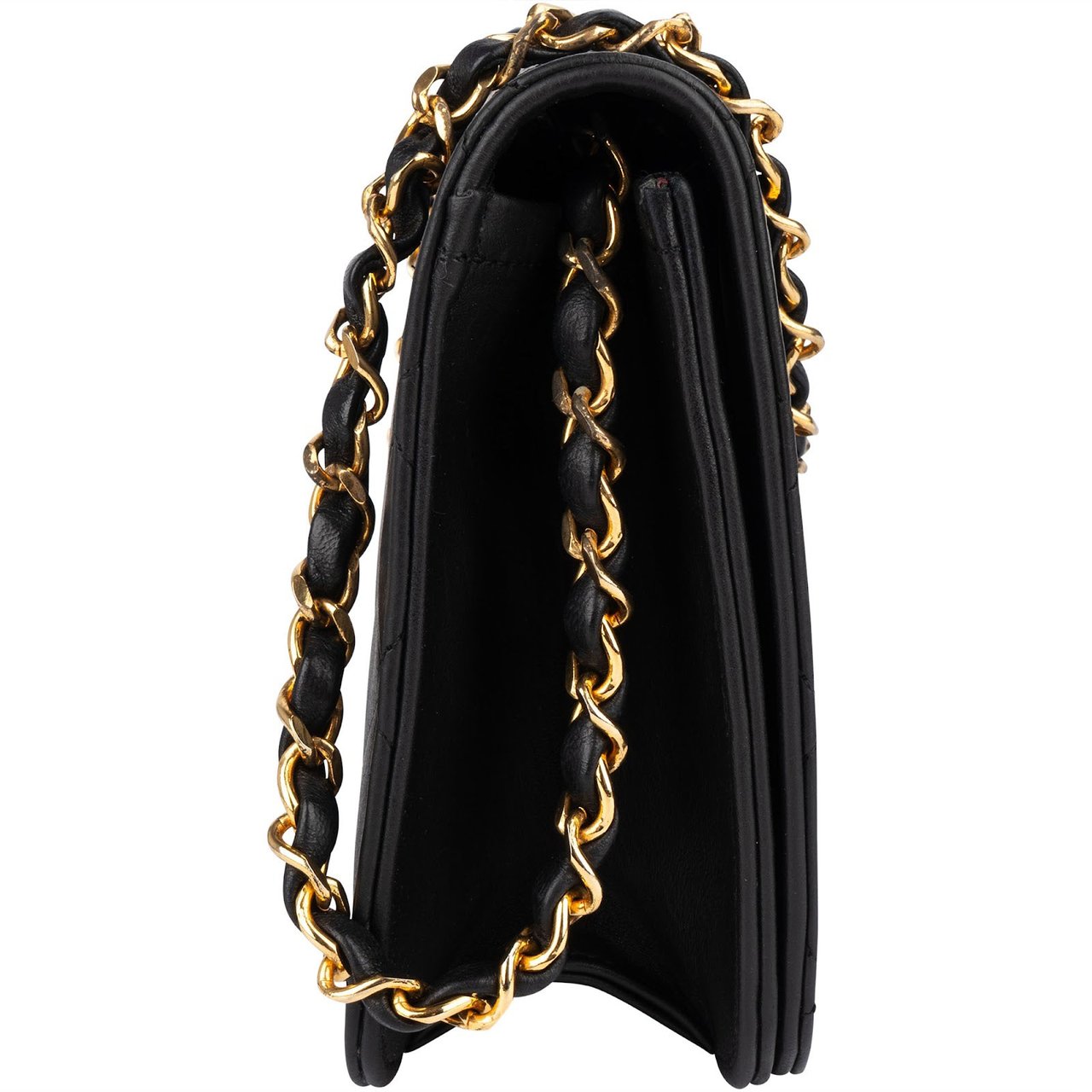 Chanel Chanel Quilted Lambskin 24K Gold Single Flap Shoulder Bag Zwart