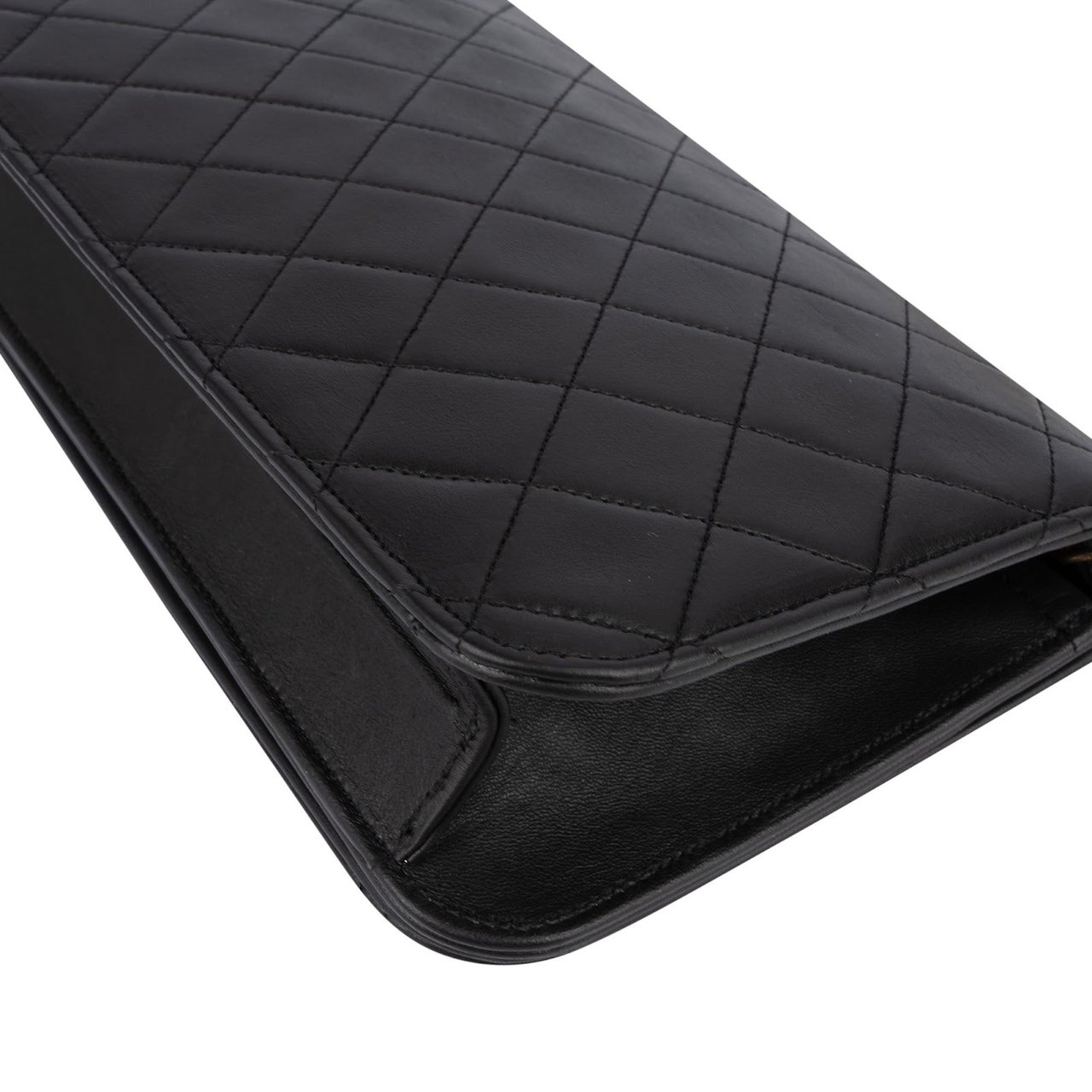 Chanel Chanel Quilted Lambskin 24K Gold Single Flap Shoulder Bag Zwart