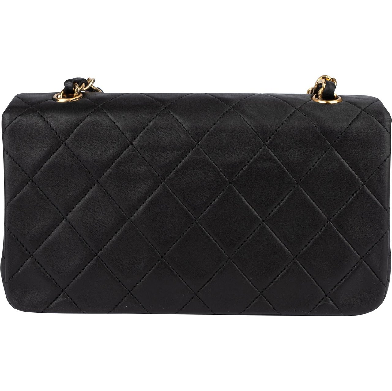 Chanel Chanel Quilted Lambskin 24K Gold Single Flap Crossbody Bag Zwart