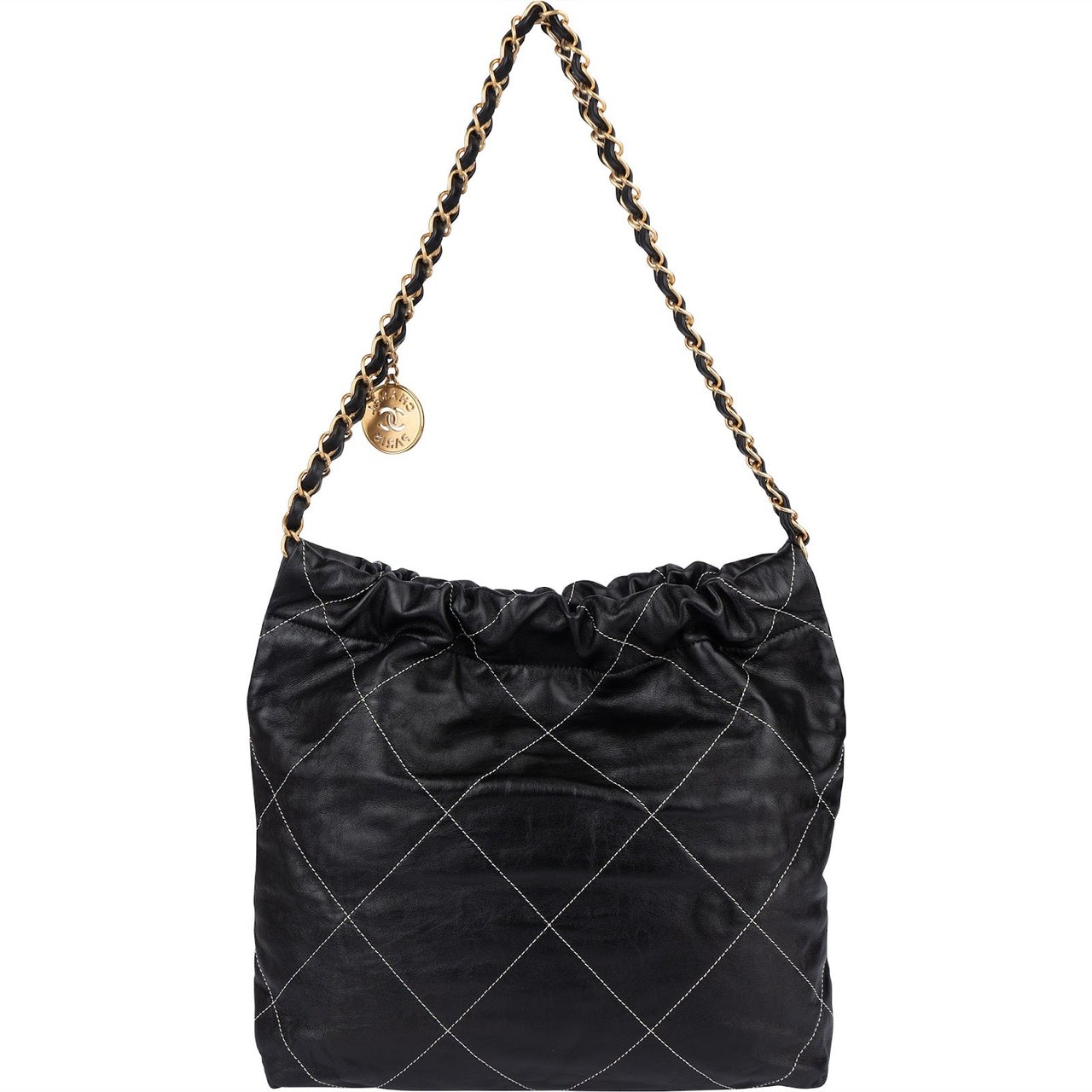 Chanel Chanel 22 Quilted Lambskin Drawstring Shoulder Bag Zwart