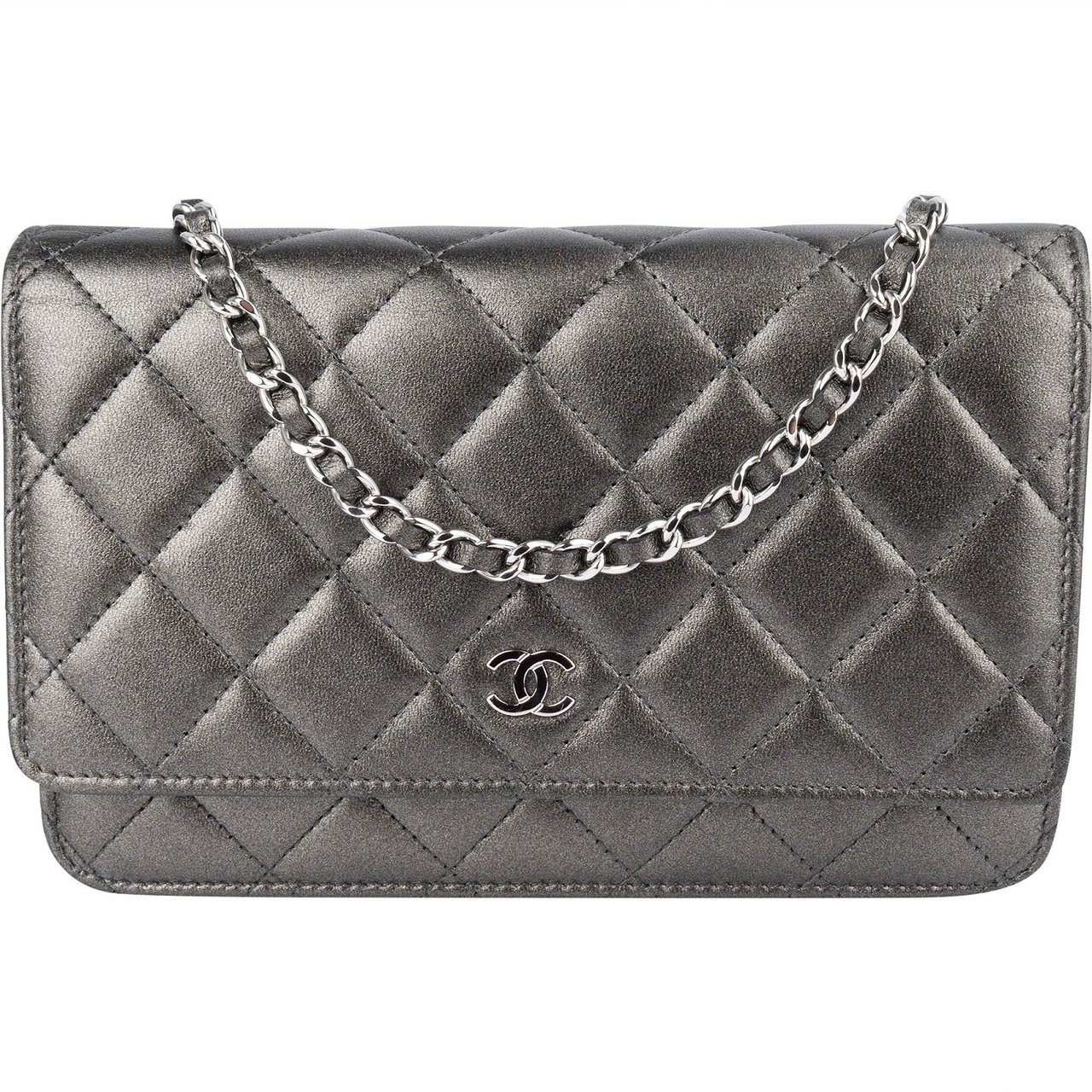 Chanel Quilted Metallic Lambskin Leather Wallet On Chain Crossbody Bag Divers