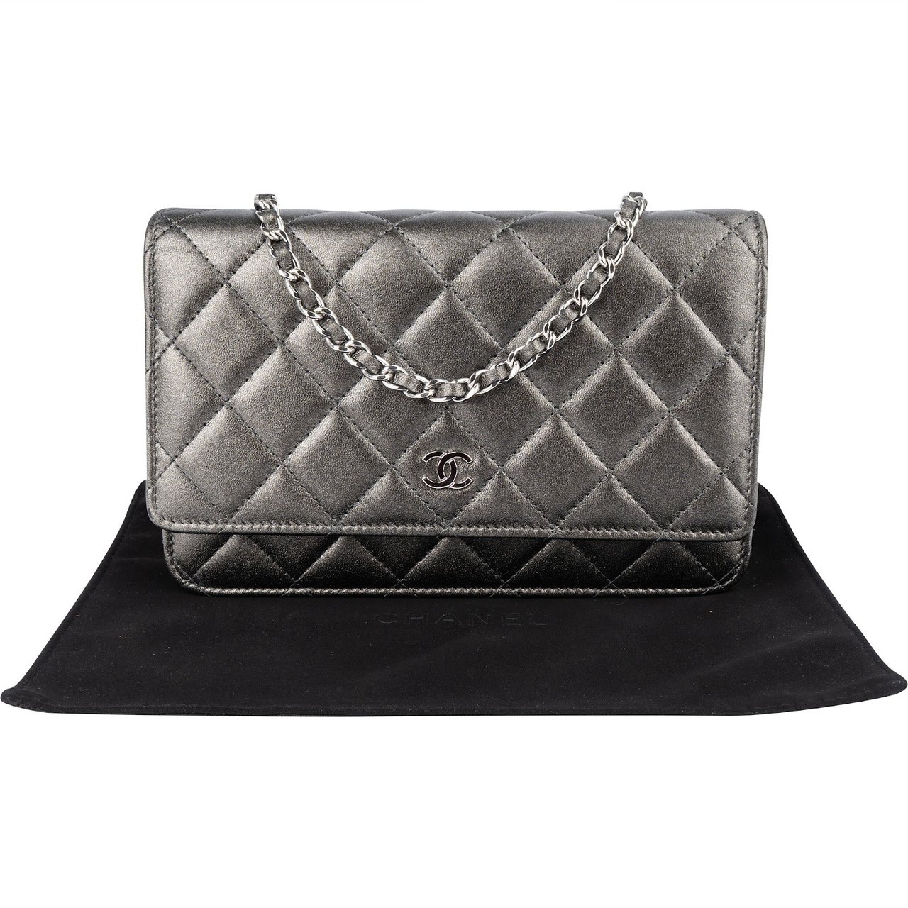 Chanel Quilted Metallic Lambskin Leather Wallet On Chain Crossbody Bag Divers
