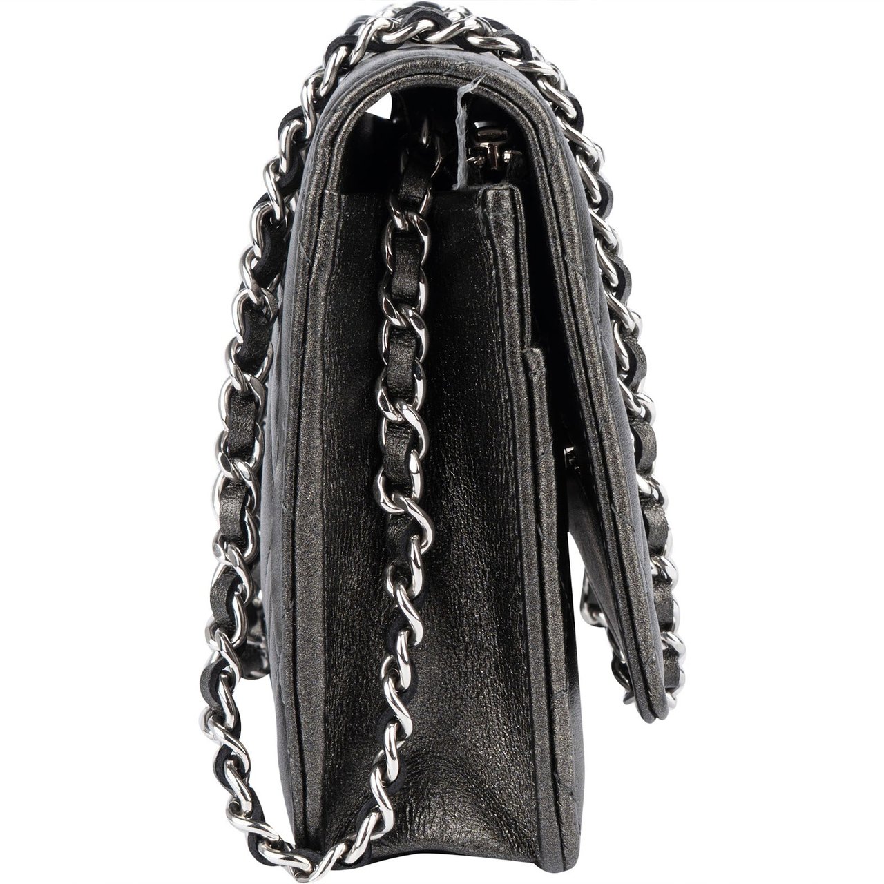 Chanel Quilted Metallic Lambskin Leather Wallet On Chain Crossbody Bag Divers