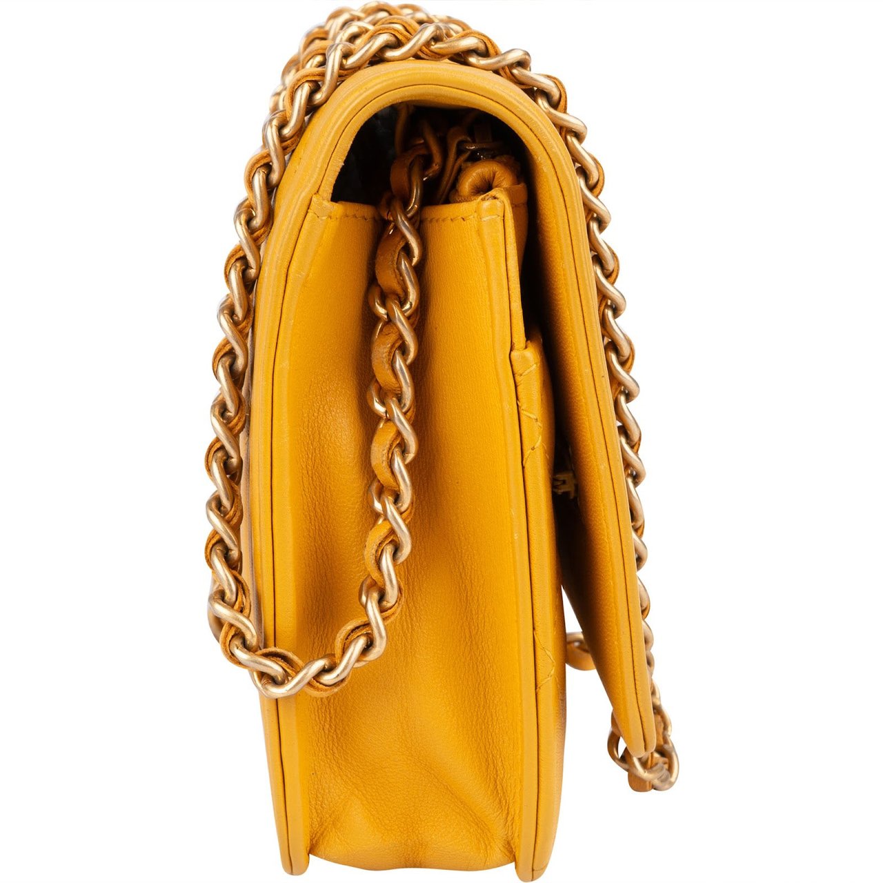 Chanel Chanel Quilted Lambskin Small Boy Wallet On Chain Crossbody Bag Geel