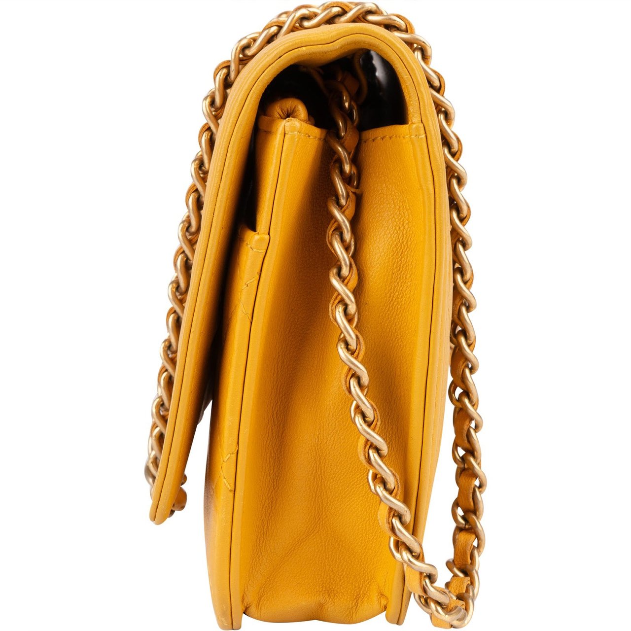 Chanel Chanel Quilted Lambskin Small Boy Wallet On Chain Crossbody Bag Geel