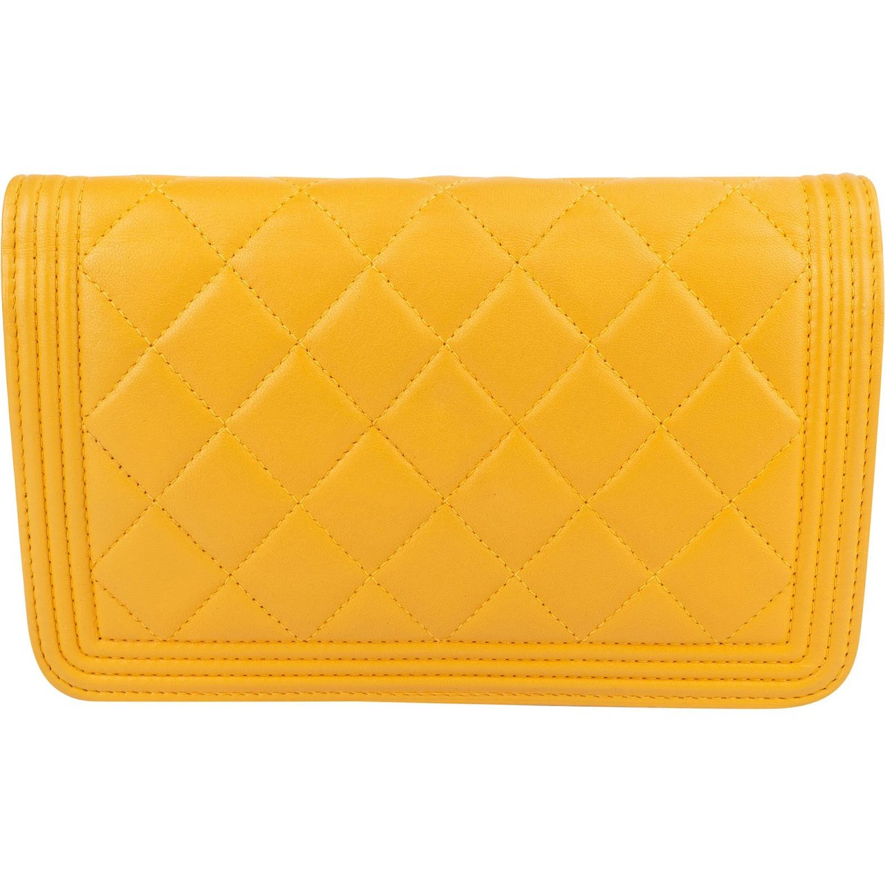 Chanel Chanel Quilted Lambskin Small Boy Wallet On Chain Crossbody Bag Geel