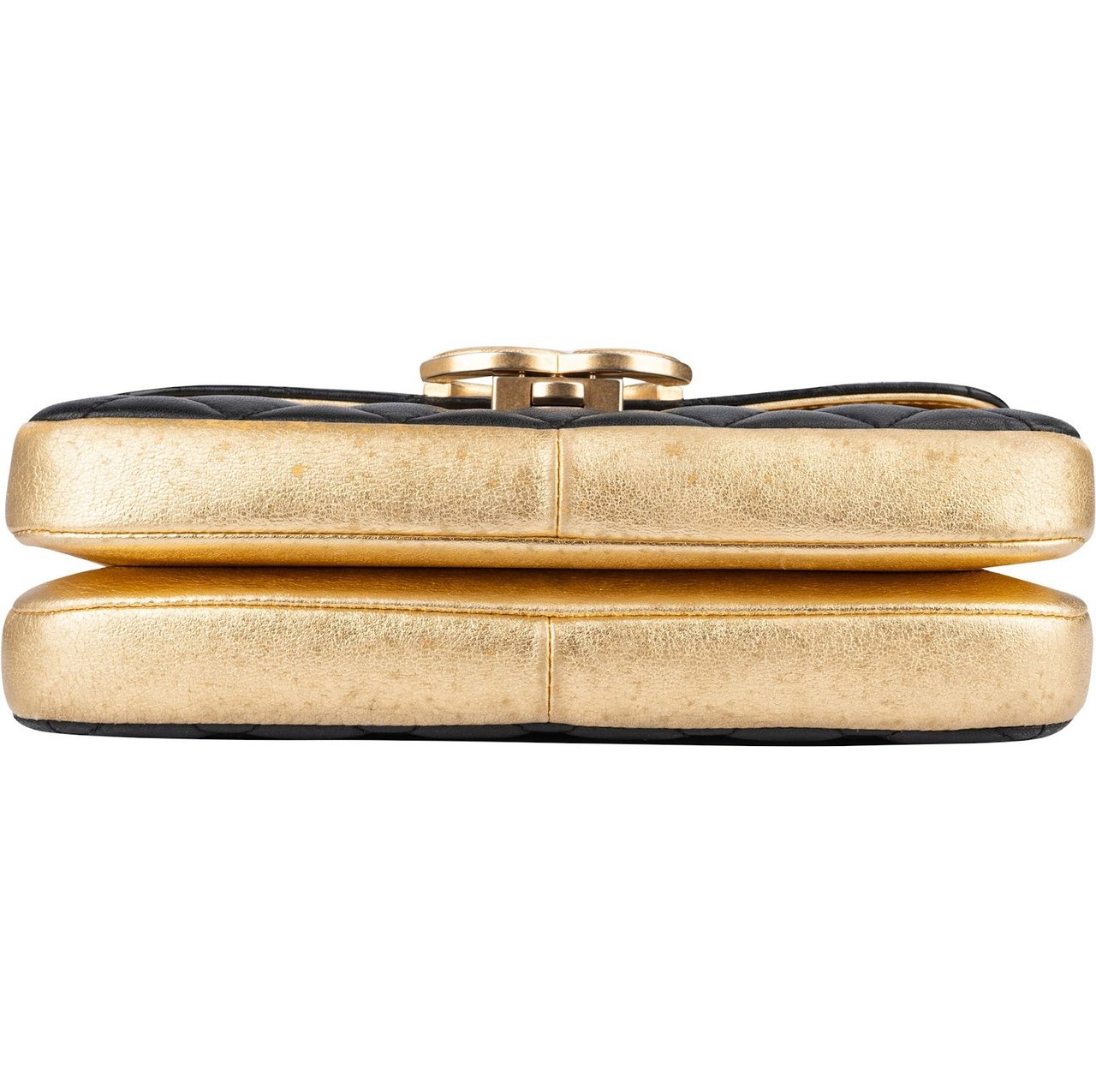 Chanel Quilted Lambskin and Metallic Leather Double Flap Crossbody Bag Zwart