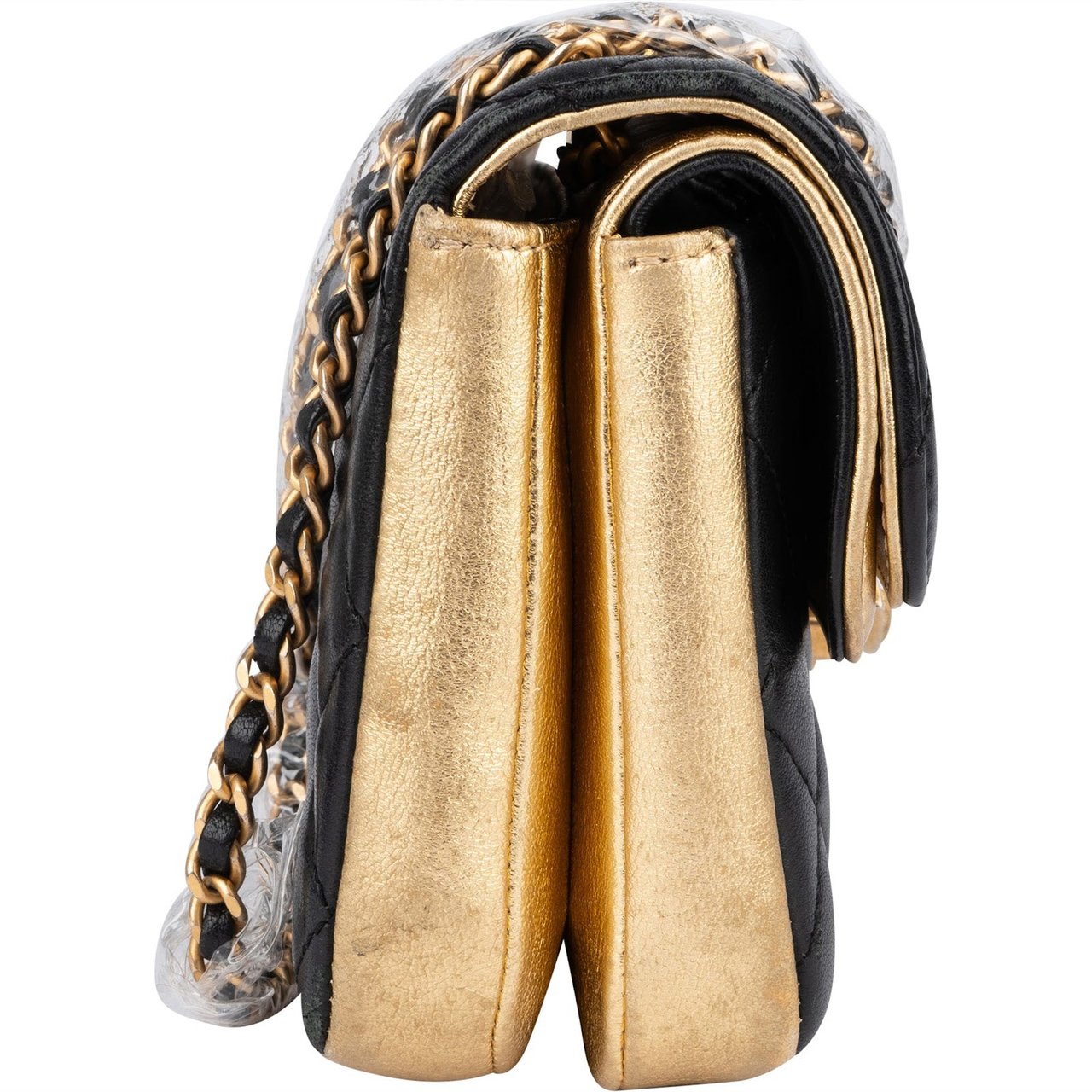 Chanel Quilted Lambskin and Metallic Leather Double Flap Crossbody Bag Zwart